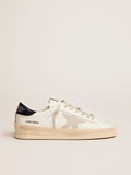 Sneaker Stardan con stella in suede color grigio ghiaccio e talloncino in pelle lucida nera
