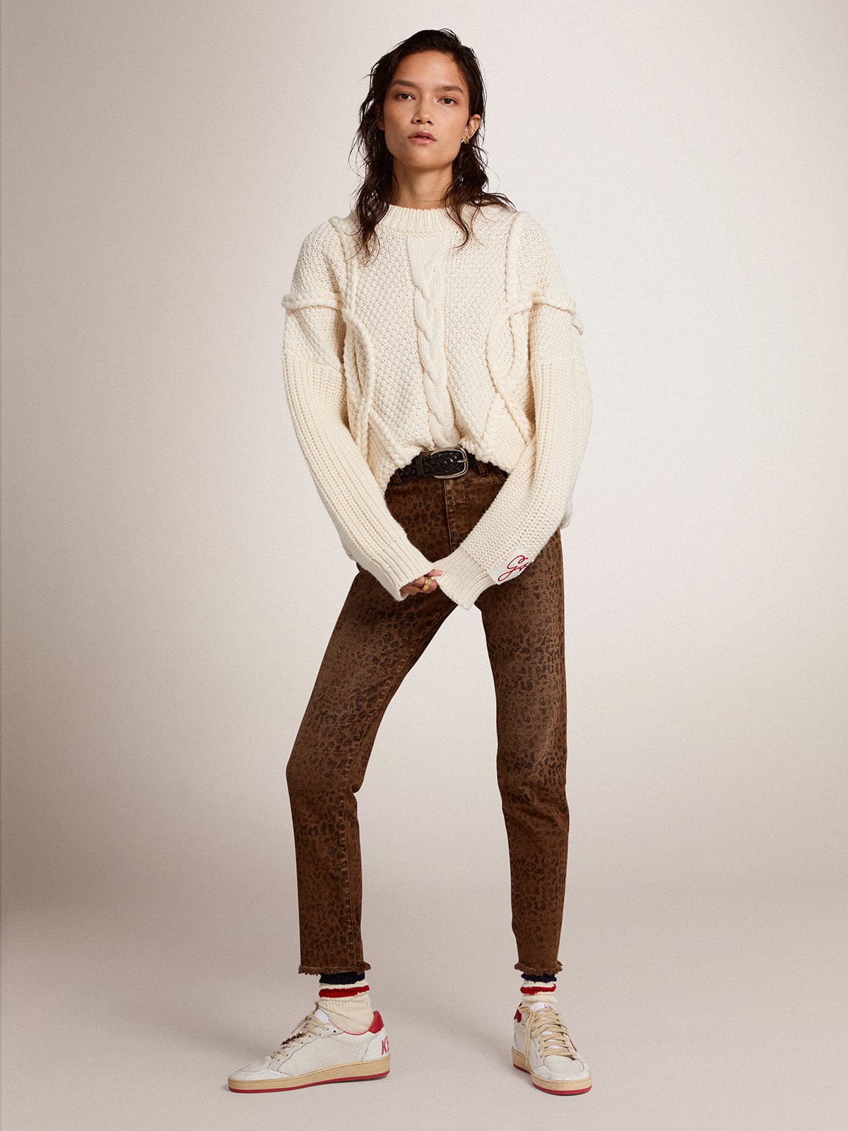 Jeans skinny Collezione Golden con stampa animalier