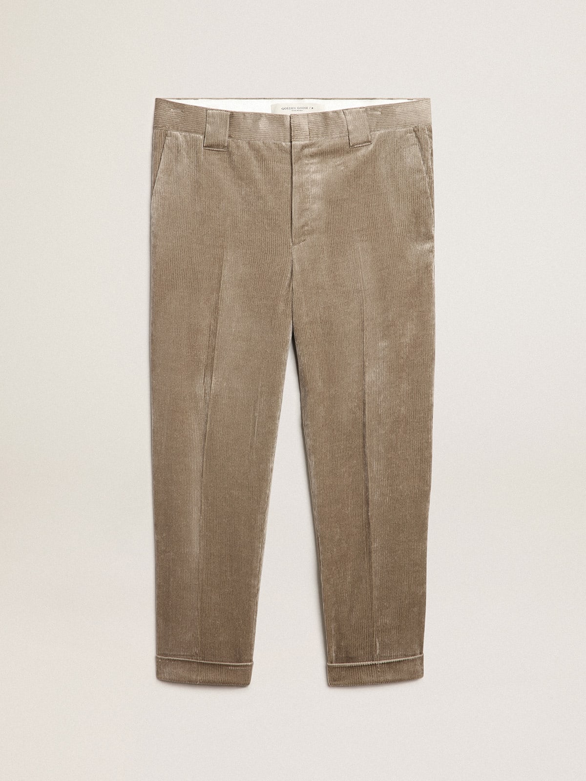 Pantalone di color beige chiaro in corduroy
