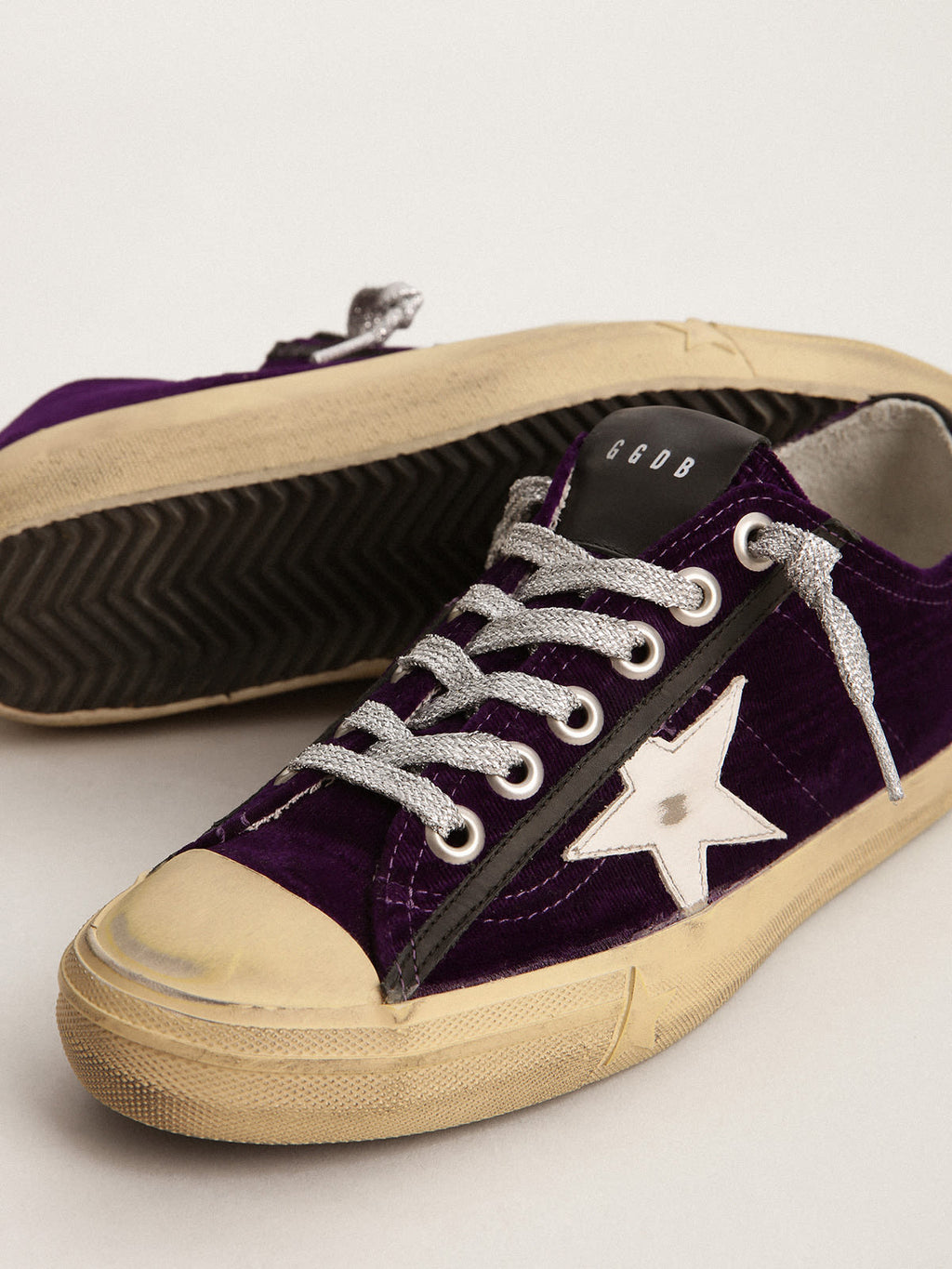 Sneaker V-Star LTD in velluto viola con stella in pelle bianca