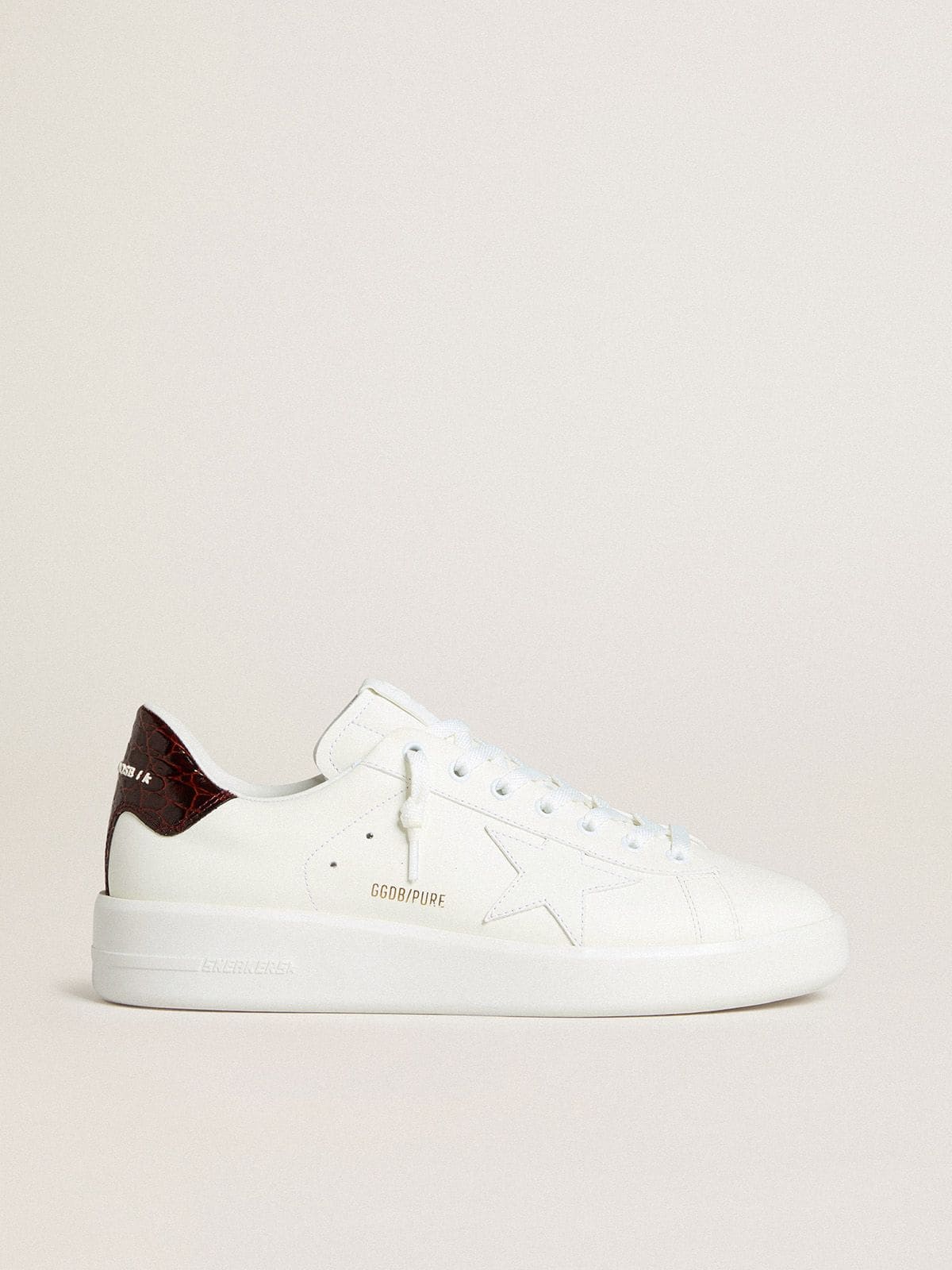 Men’s Purestar with white leather star and burgundy croc-print leather heel tab