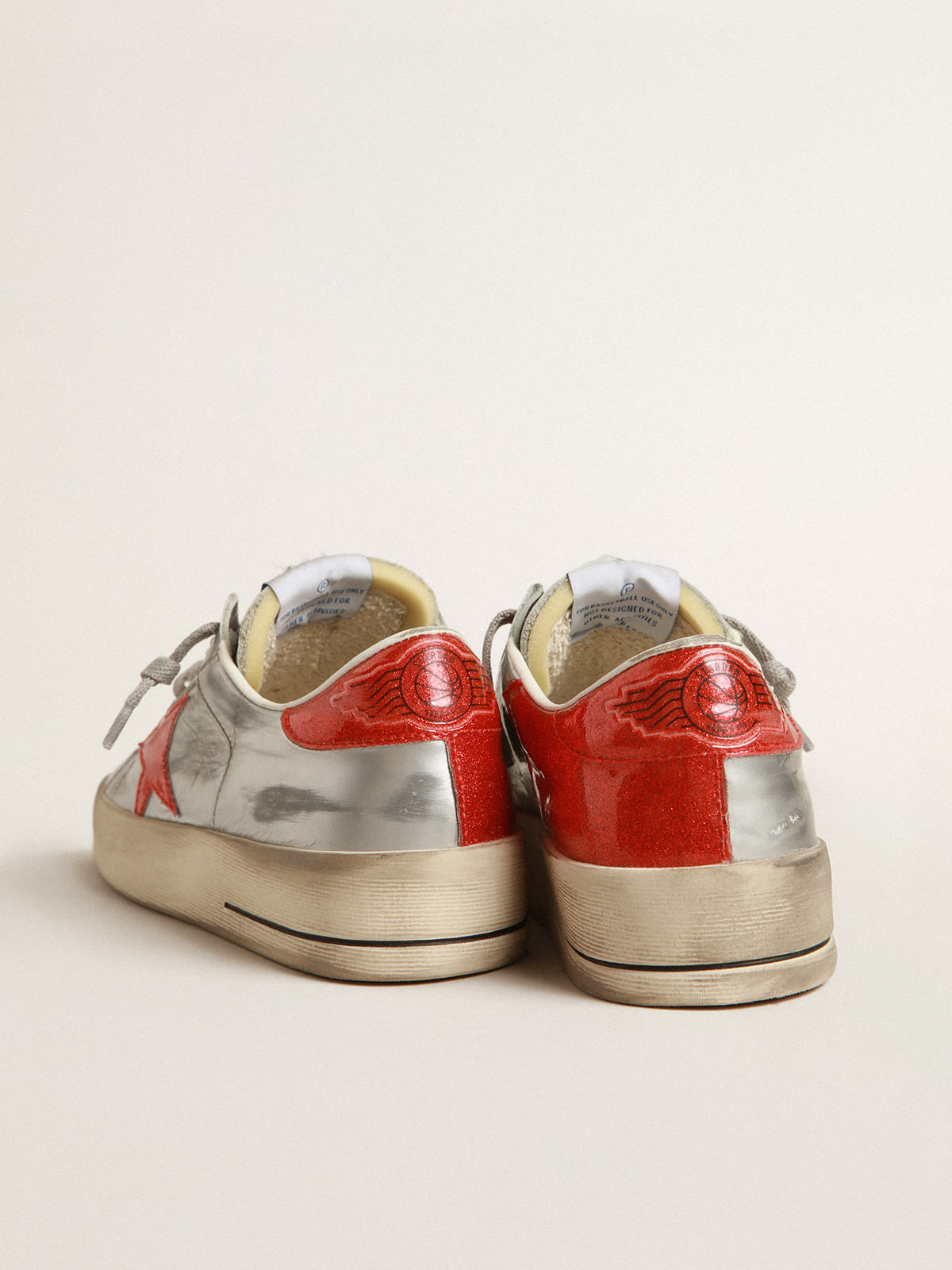 Stardan Uomo in pelle laminata con inserti in glitter rossi
