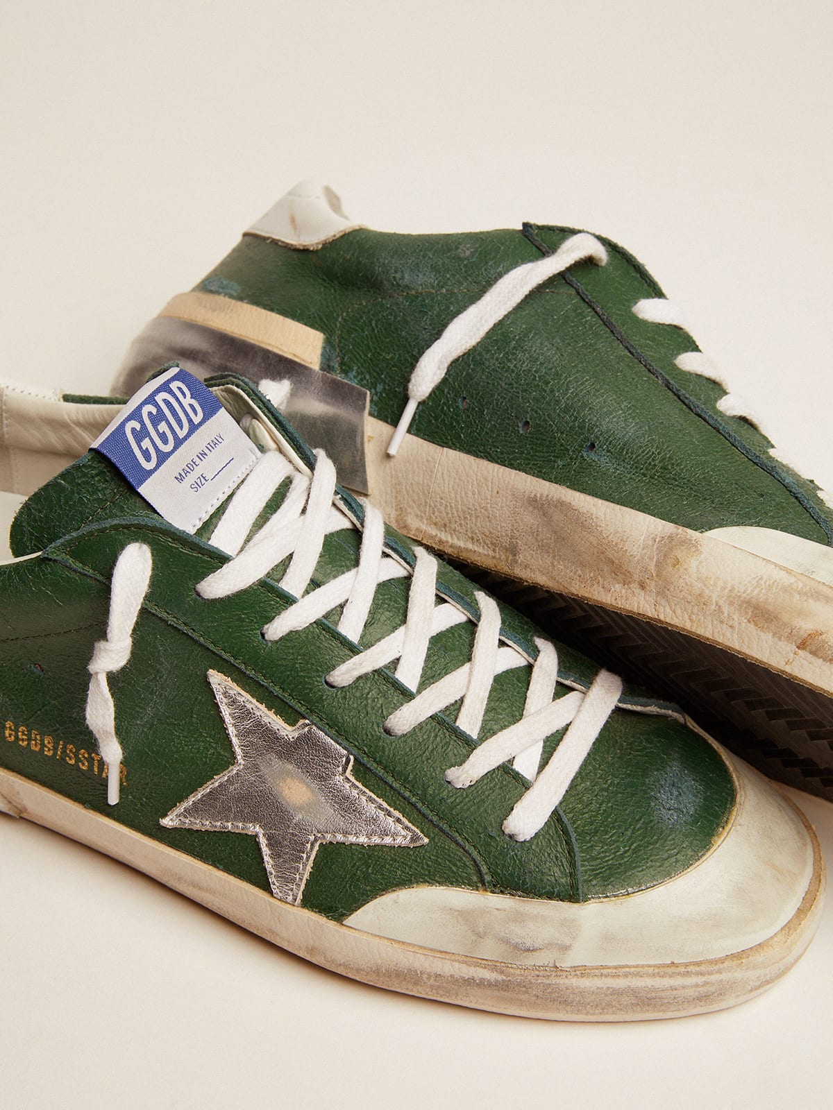 Sneaker Super-Star in pelle verde e multifoxing