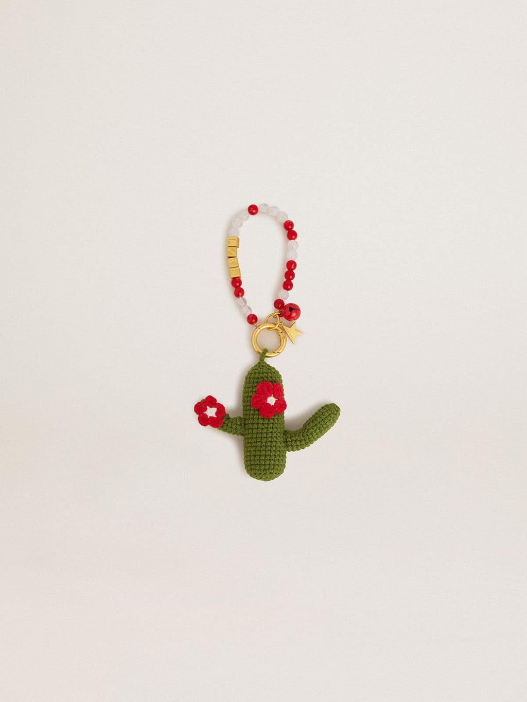 Cactus charm in cotton crochet with bead chain