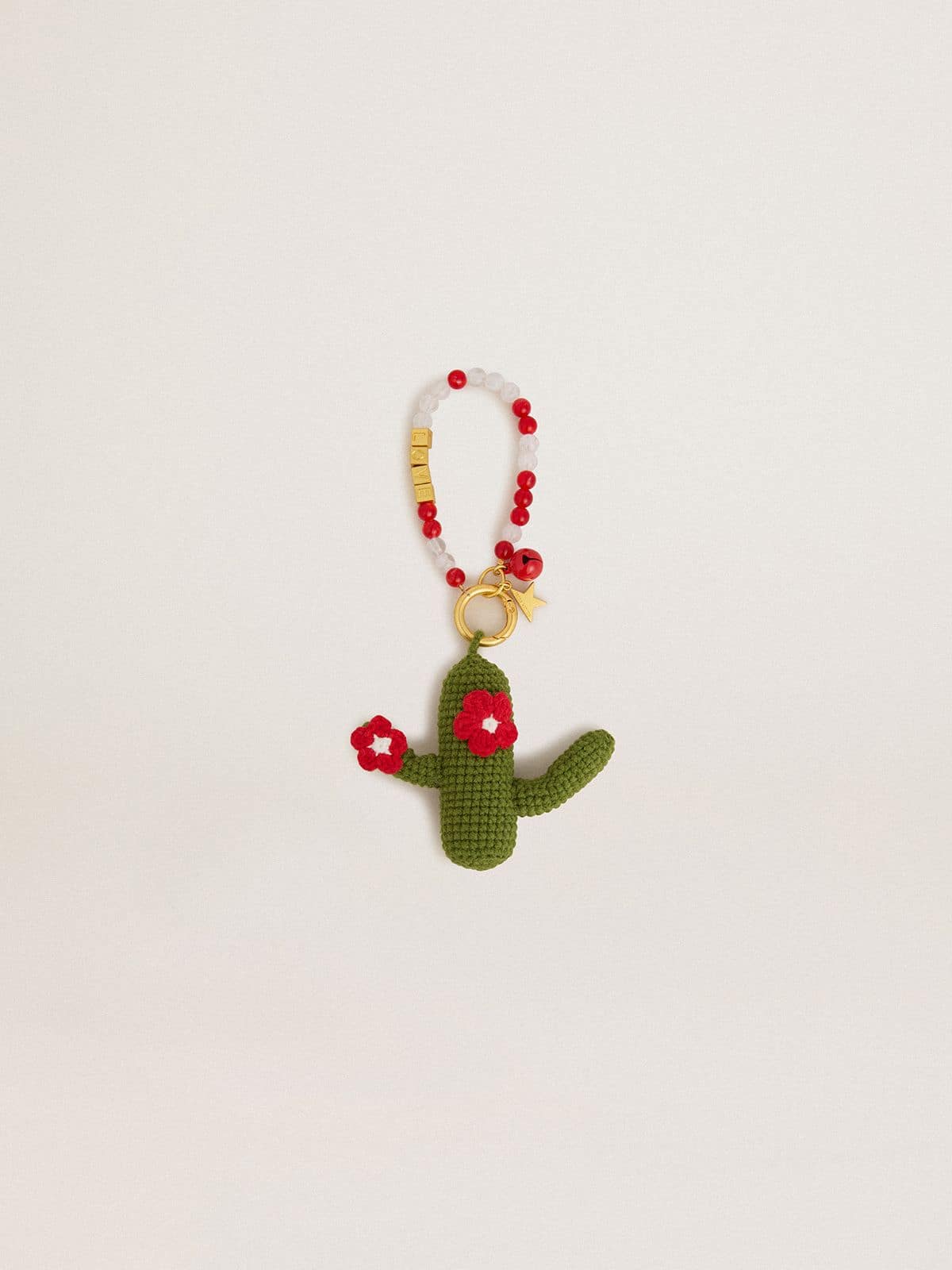 Cactus charm in cotton crochet with bead chain