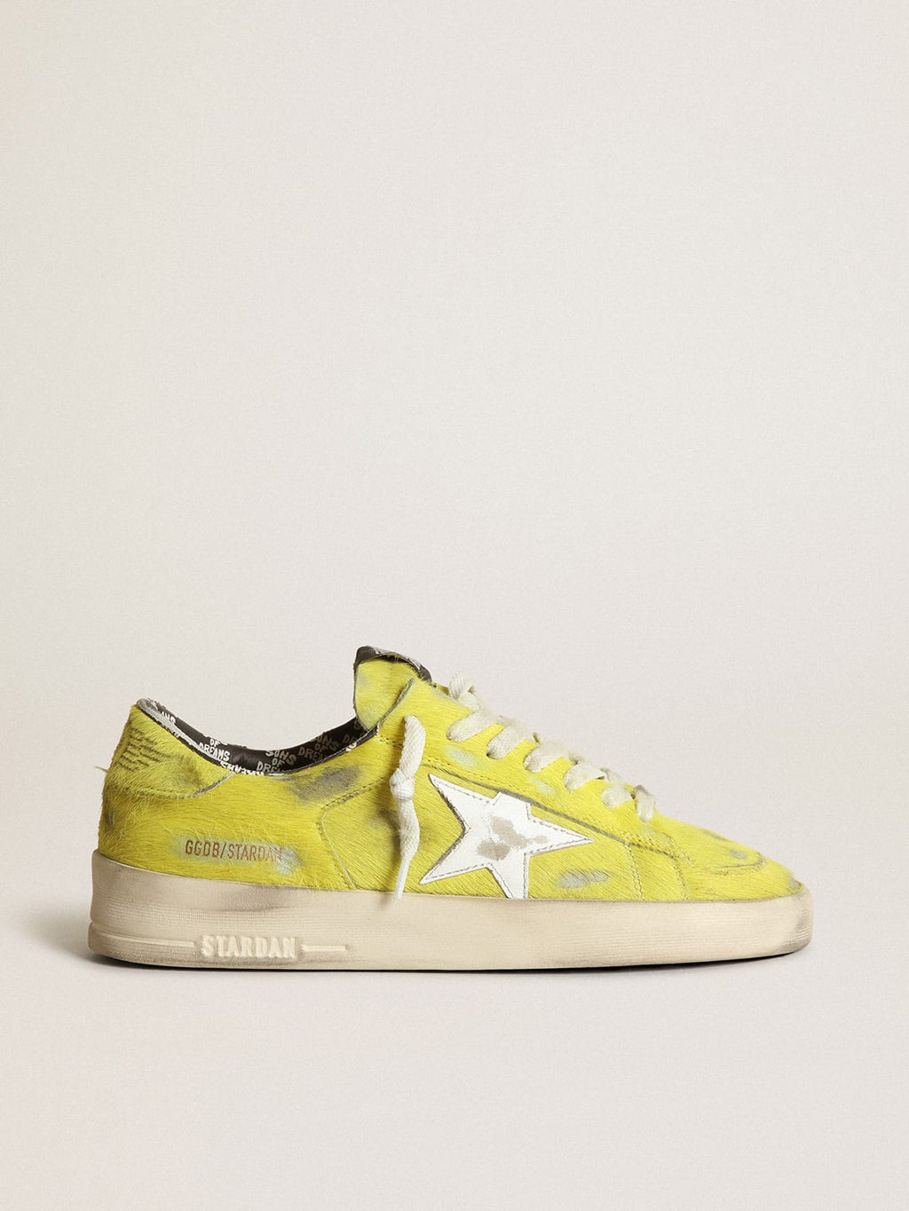 Sneaker Stardan donna in cavallino giallo fluo con stella in pelle bianca