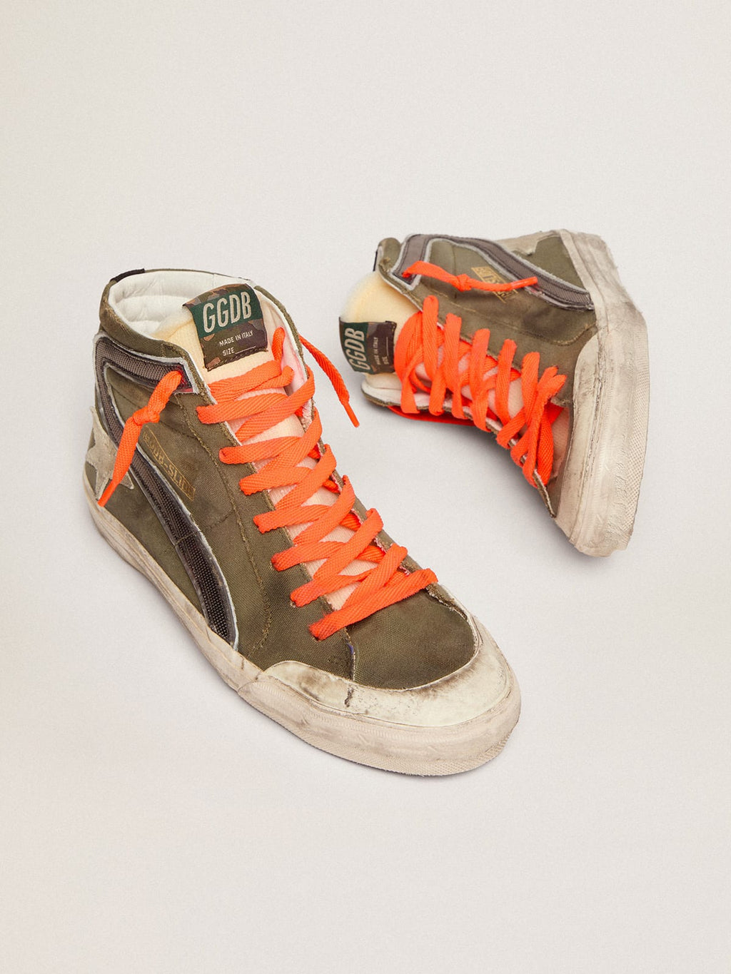 Slide Penstar in canvas verde militare con stella ghiaccio