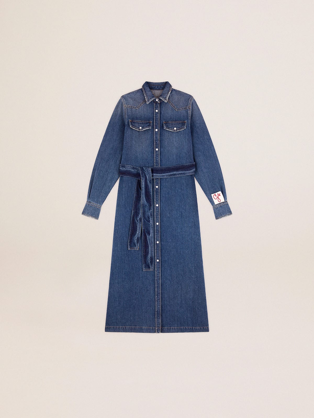 Vestito chemisier in denim Collezione Golden con cintura in vita