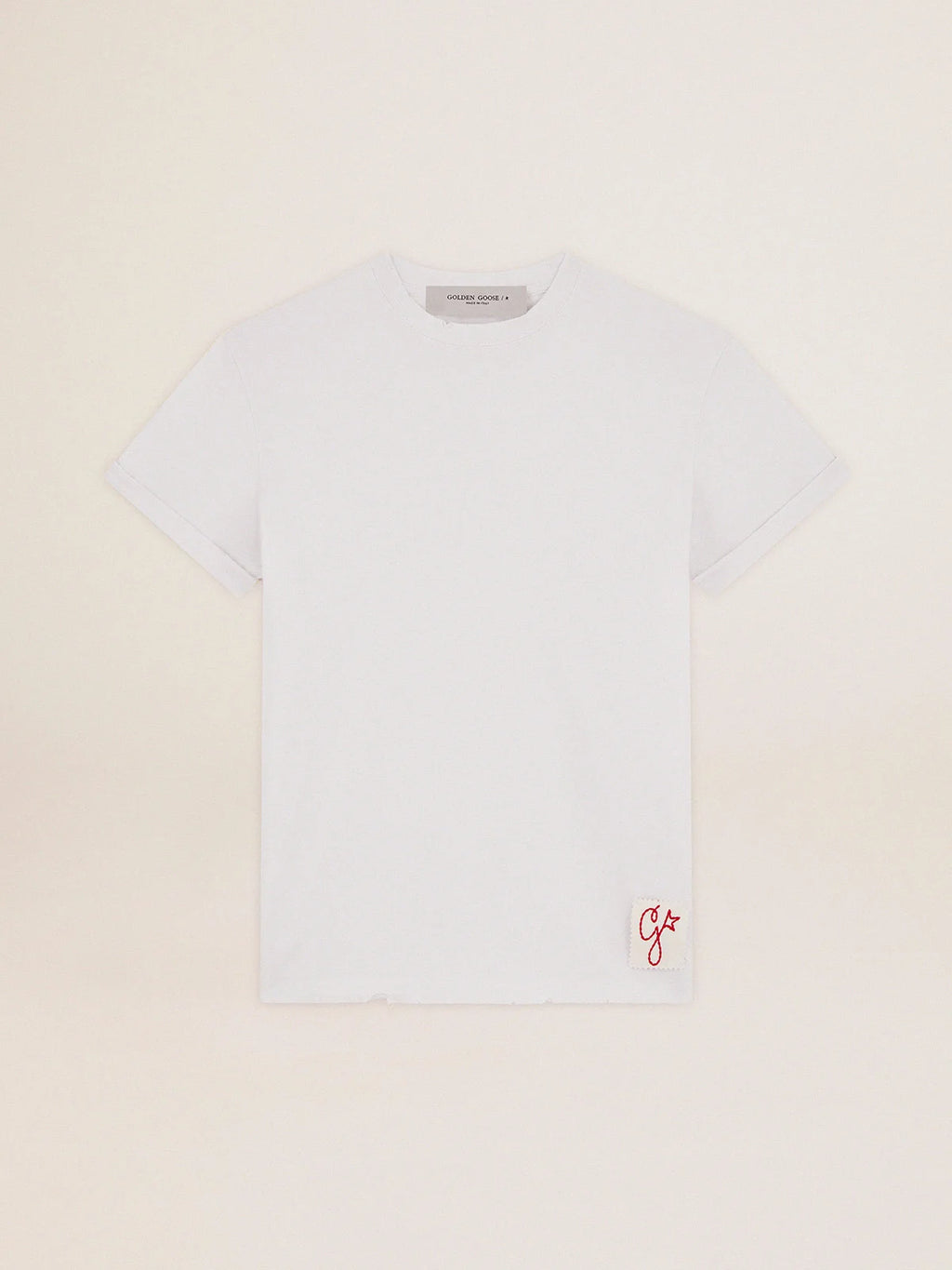 T-shirt fit slim di colore bianco dal trattamento distressed
