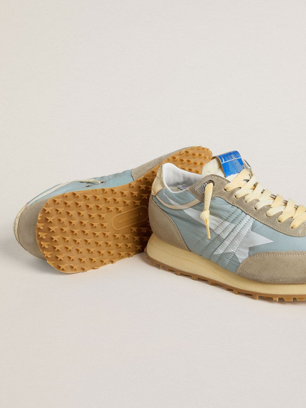 Men’s Marathon with light blue nylon upper and pastel blue star