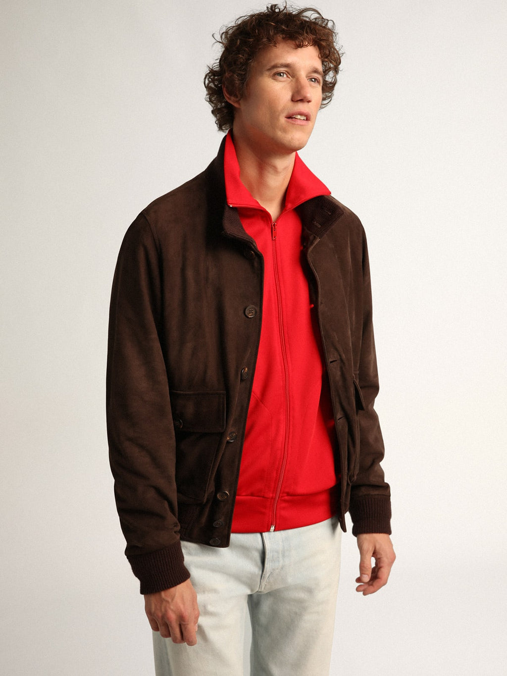 Giacca valstar Collezione Golden in suede di colore marrone scuro