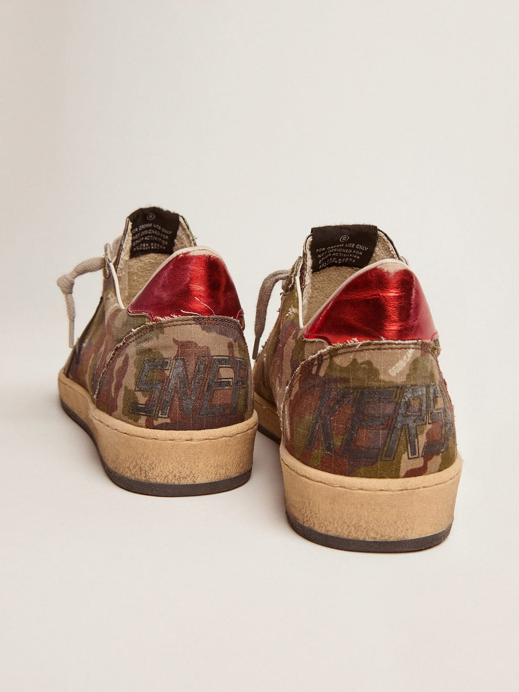 Sneaker Ball Star in tessuto ripstop camouflage con stella in pelle blu notte e talloncino in pelle laminata rossa
