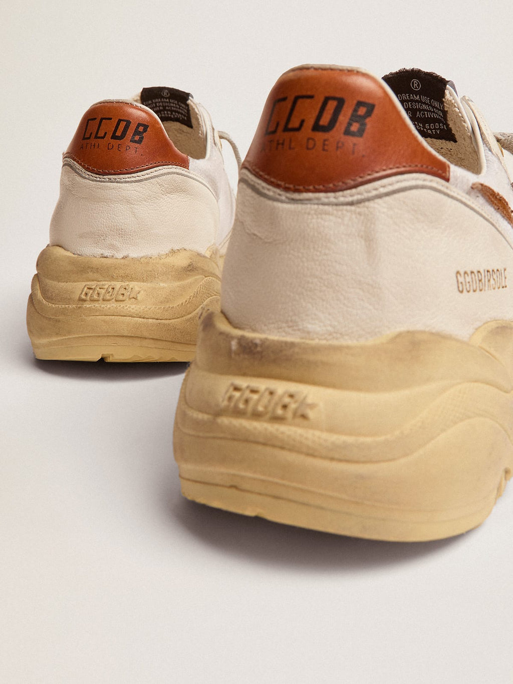 Sneaker Running Sole LTD con stella in pelle marrone con stampa lucertola e talloncino in pelle color cuoio