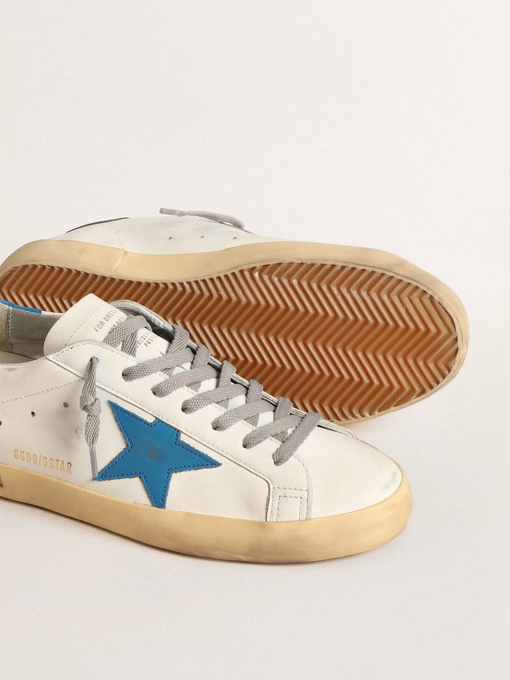 Super-Star in nappa con stella e talloncino in pelle azzurra
