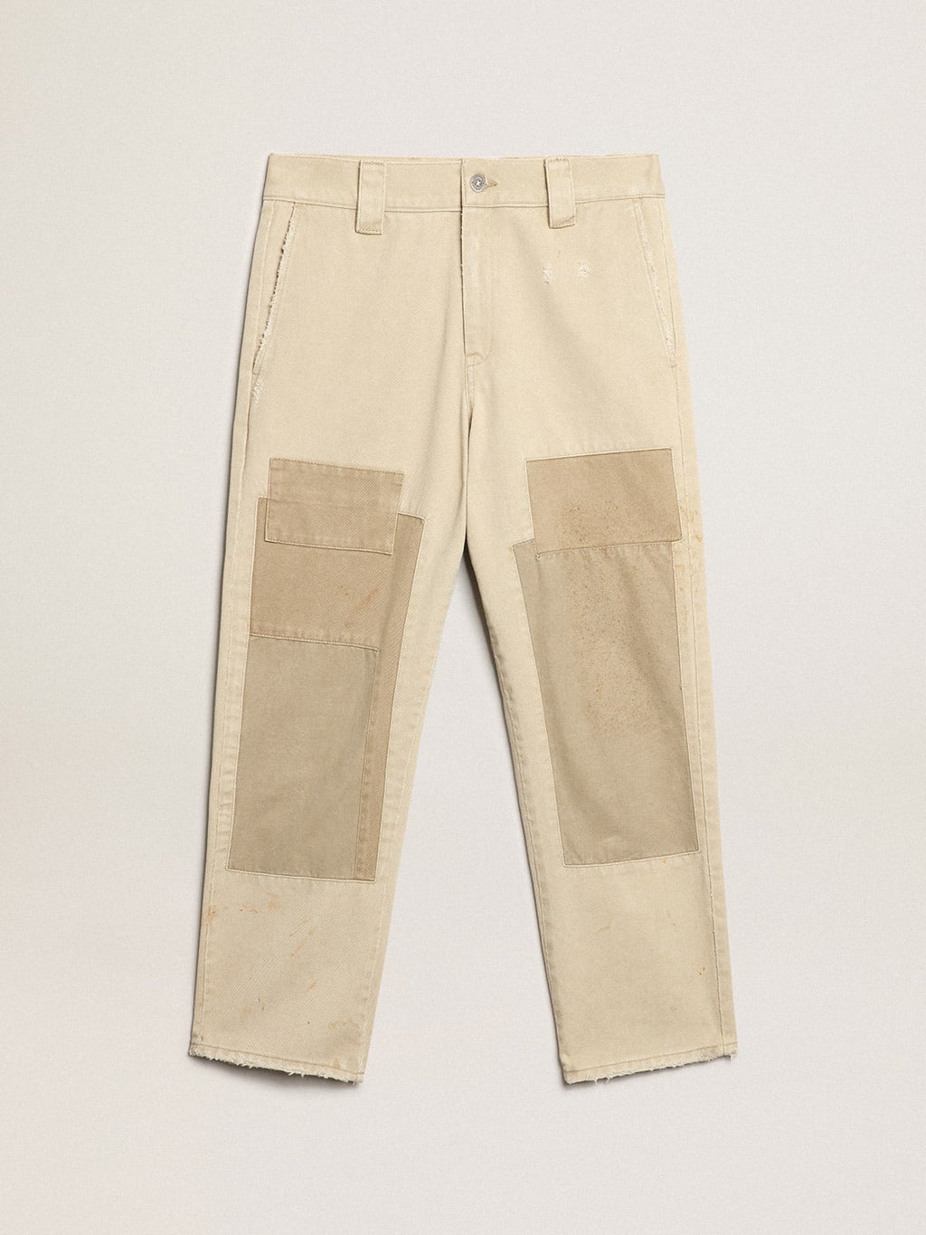 Pantalone in cotone in mix beige