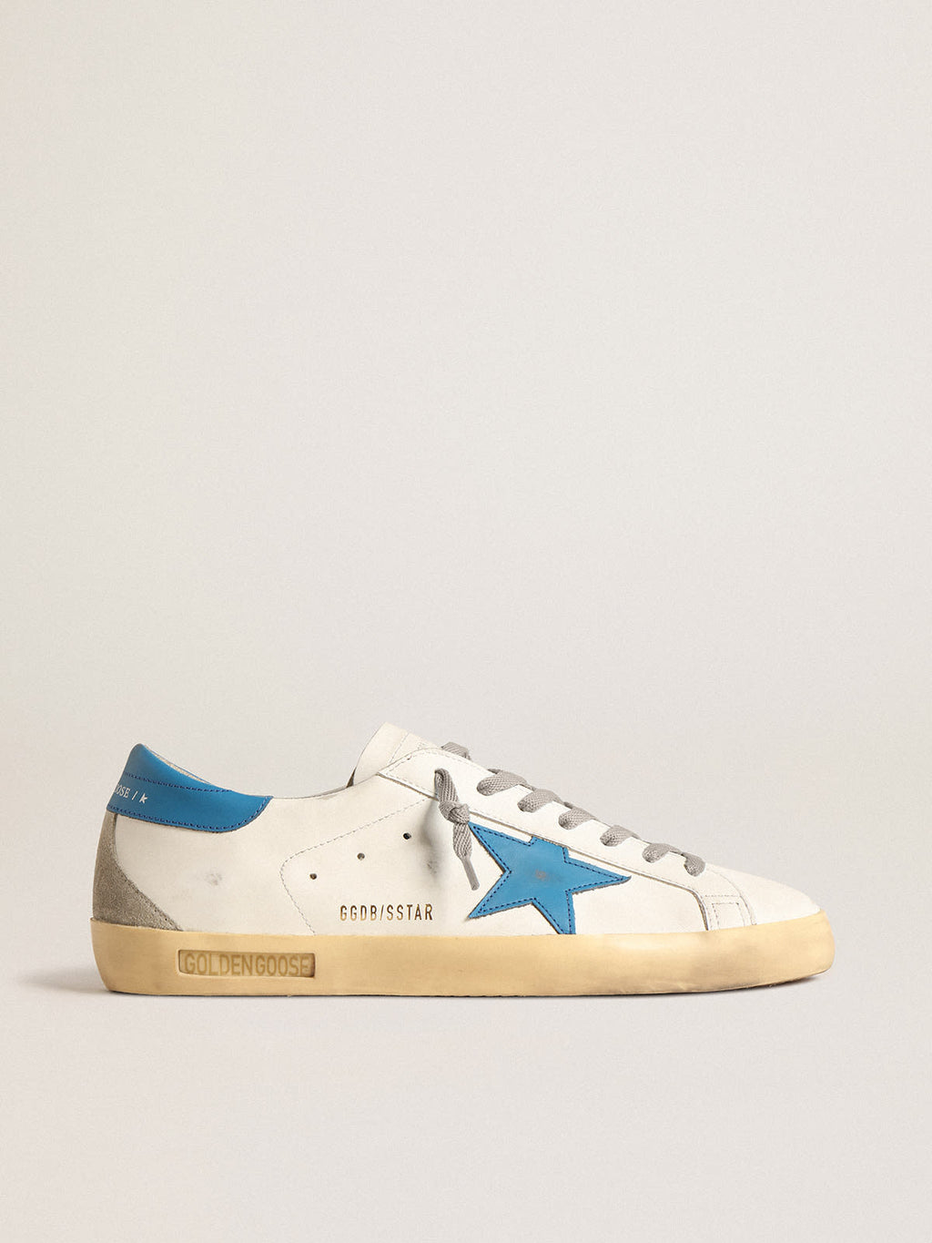 Super-Star in nappa con stella e talloncino in pelle azzurra