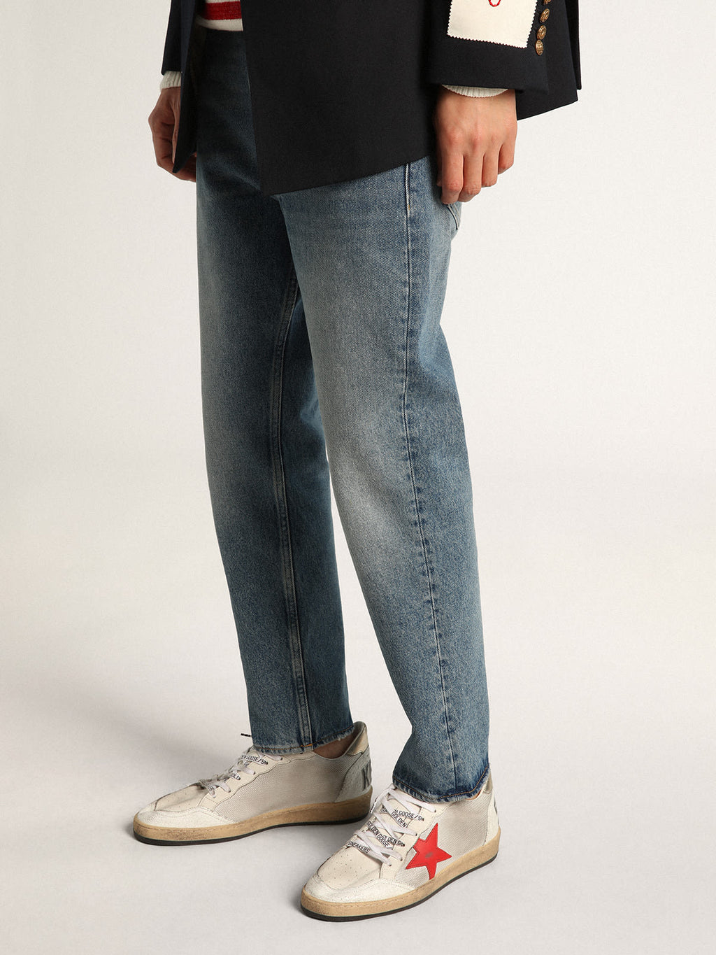 Sneaker Ball Star in rete color argento chiaro con stella in pelle rossa