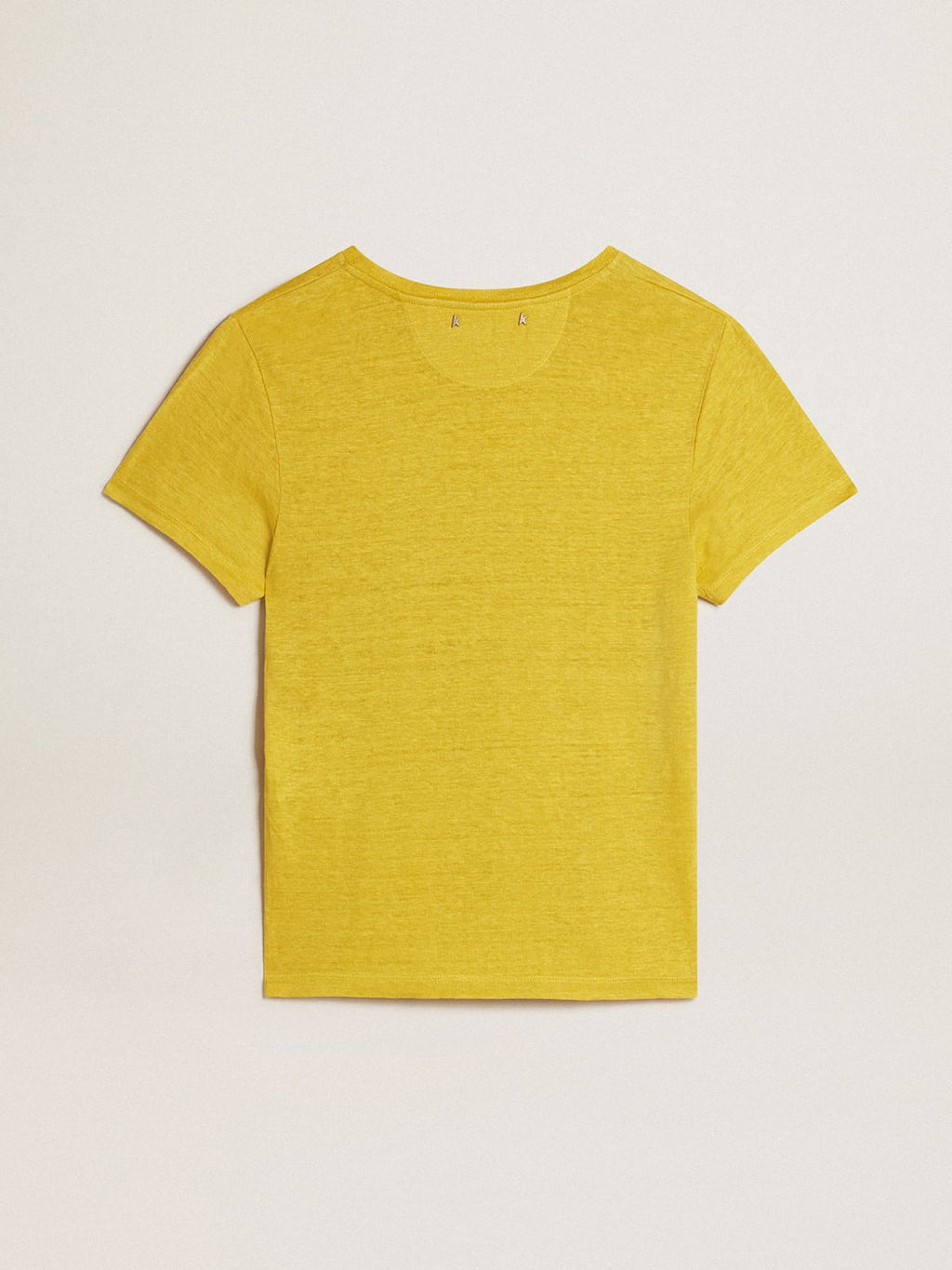 T-Shirt da donna in lino color giallo granturco