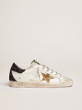 Sneakers Super-Star con stella dorata e talloncino nero in glitter