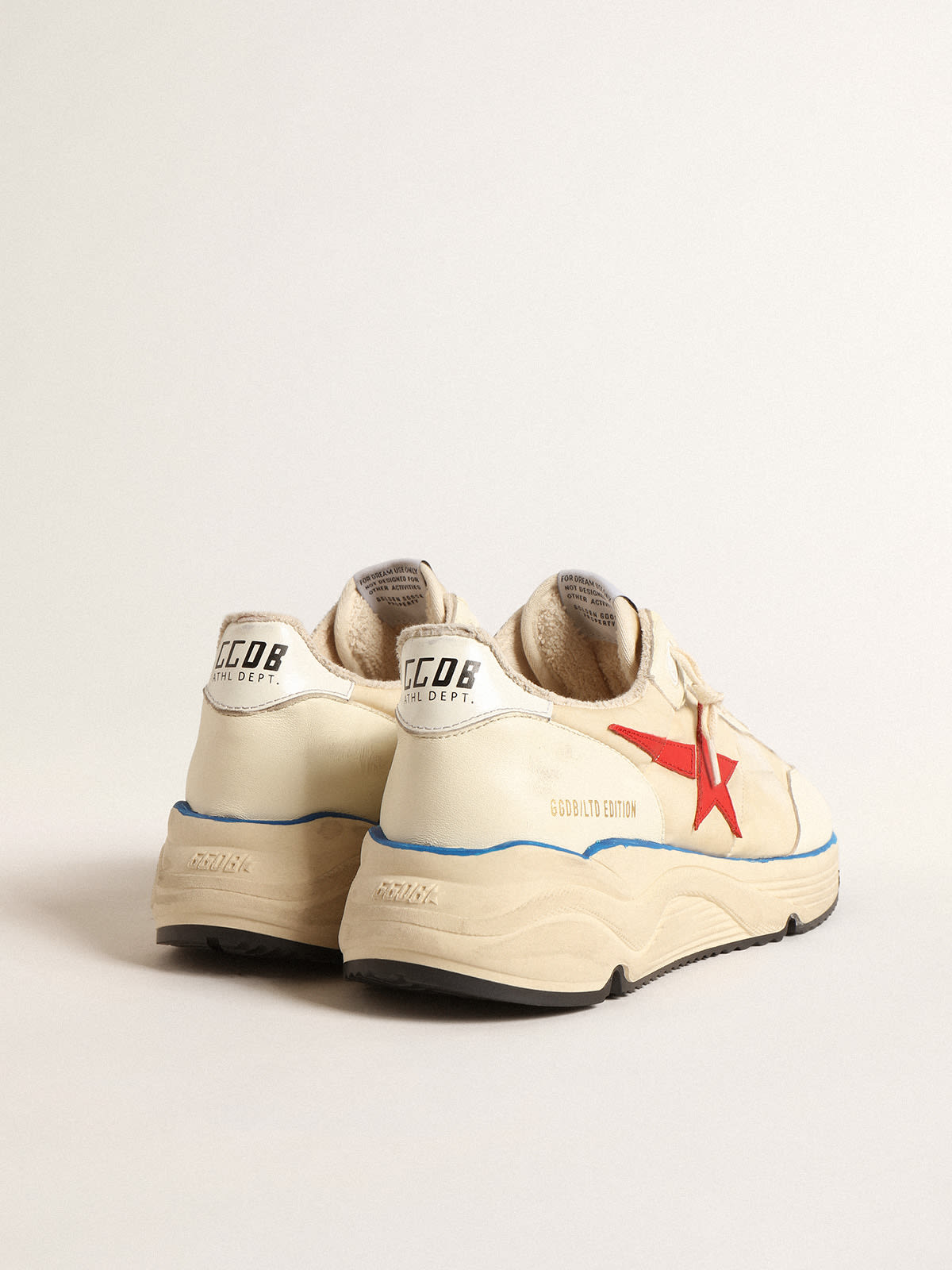 Running Sole Uomo LTD in nylon beige con stella in pelle rossa