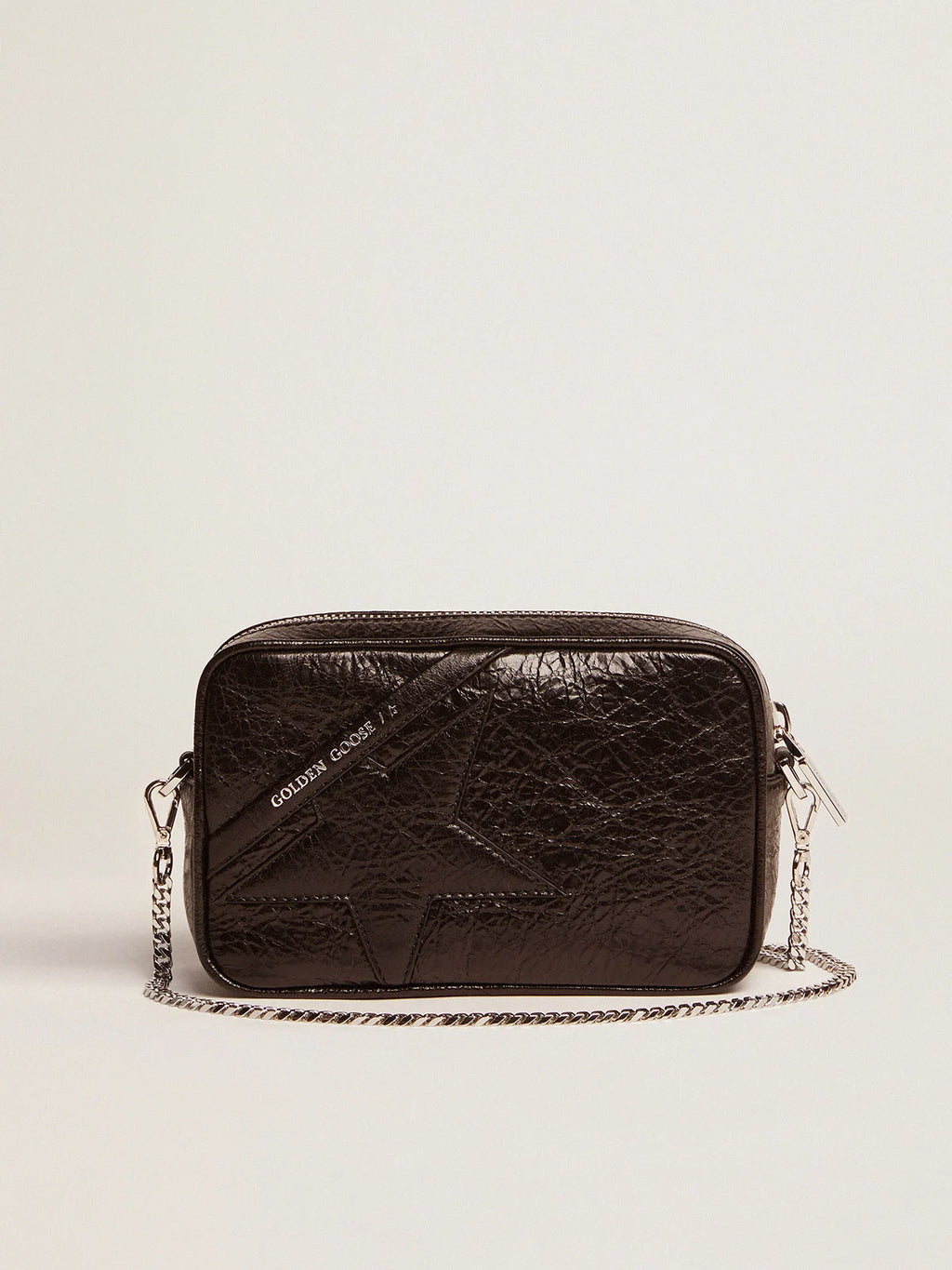 Borsa Mini Star Bag in pelle lucida nera e stella ton sur ton