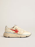 Running Sole Uomo LTD in nylon beige con stella in pelle rossa