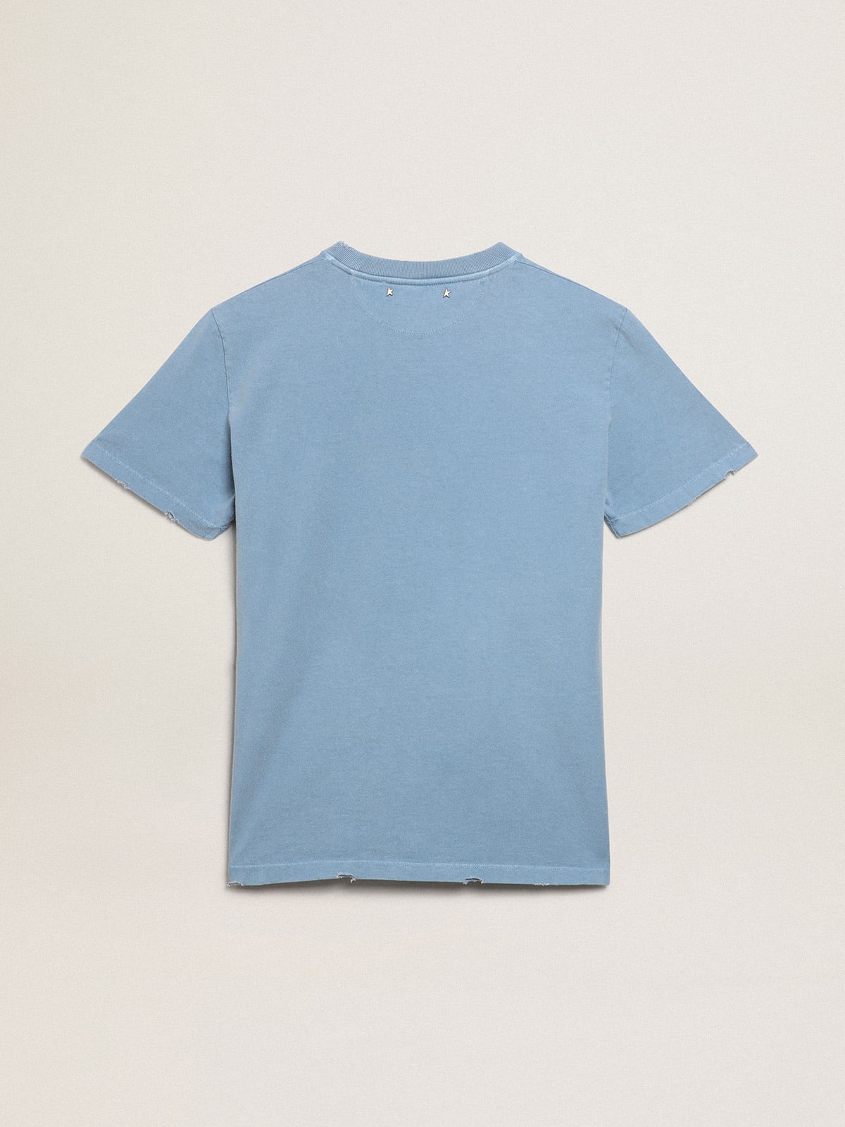 T-shirt Collezione Journey color blu harbor dall'effetto distressed con scritta Golden ton sur ton