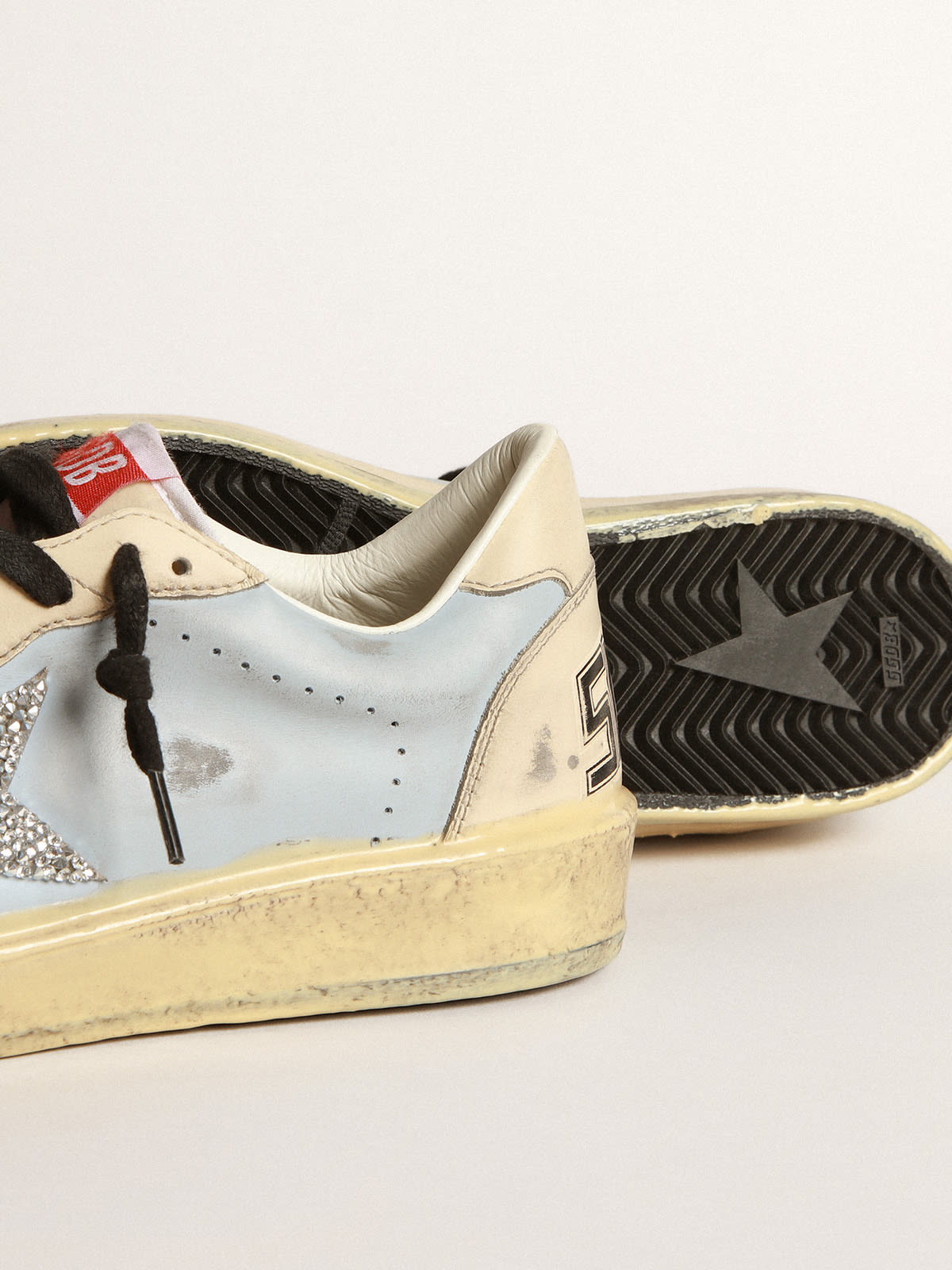 Ball Star LAB donna in pelle azzurra fumé con stella in Swarovski