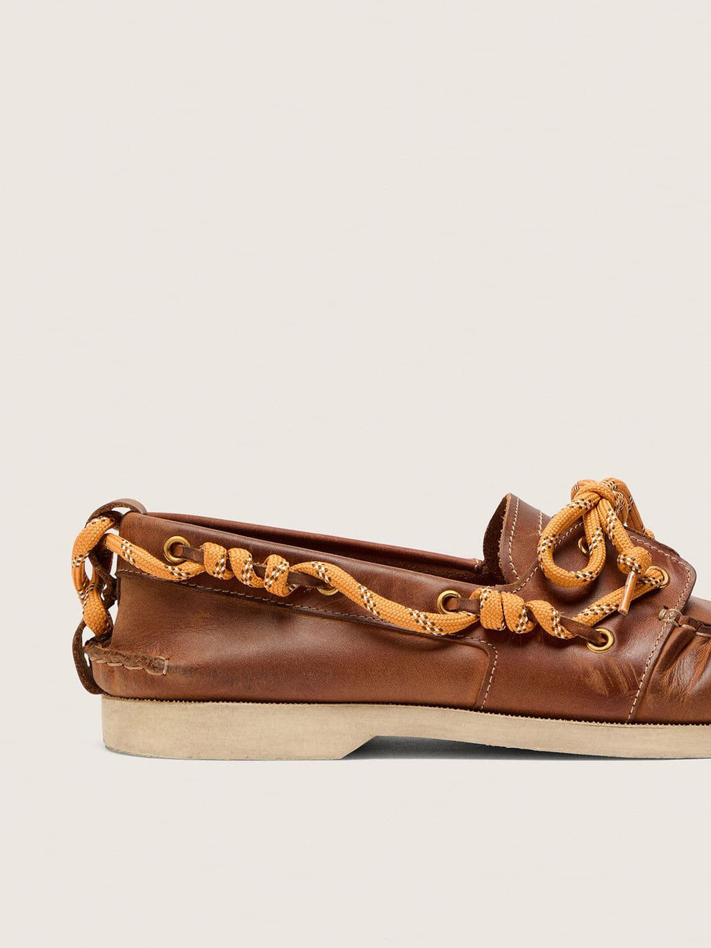 Men's Cruise loafers in tobacco-colored leather with orange hiking laces