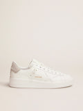 Sneaker Purestar in pelle bianca e talloncino con glitter champagne