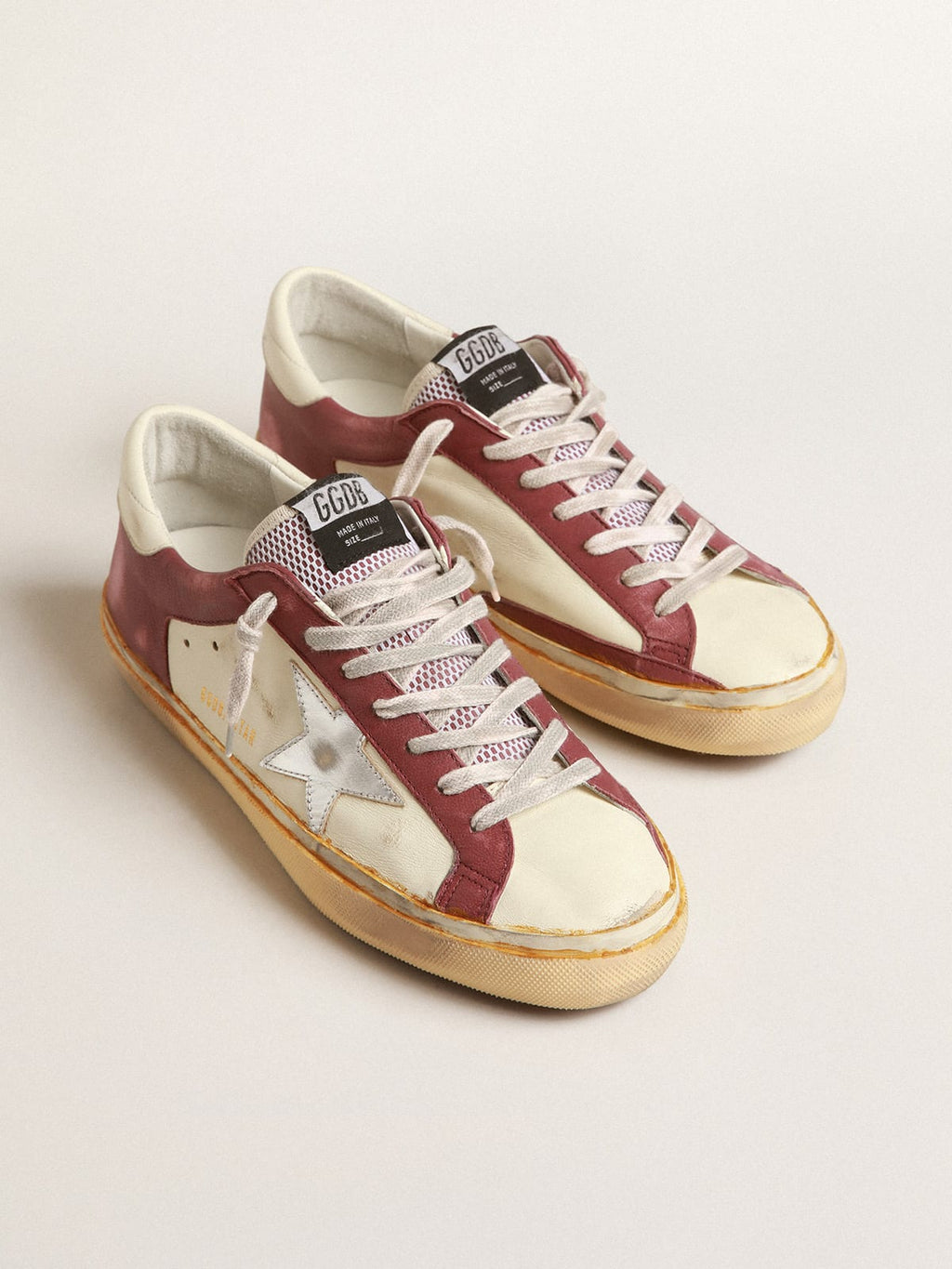 Super-Star in nappa con inserti bordeaux e stella argento