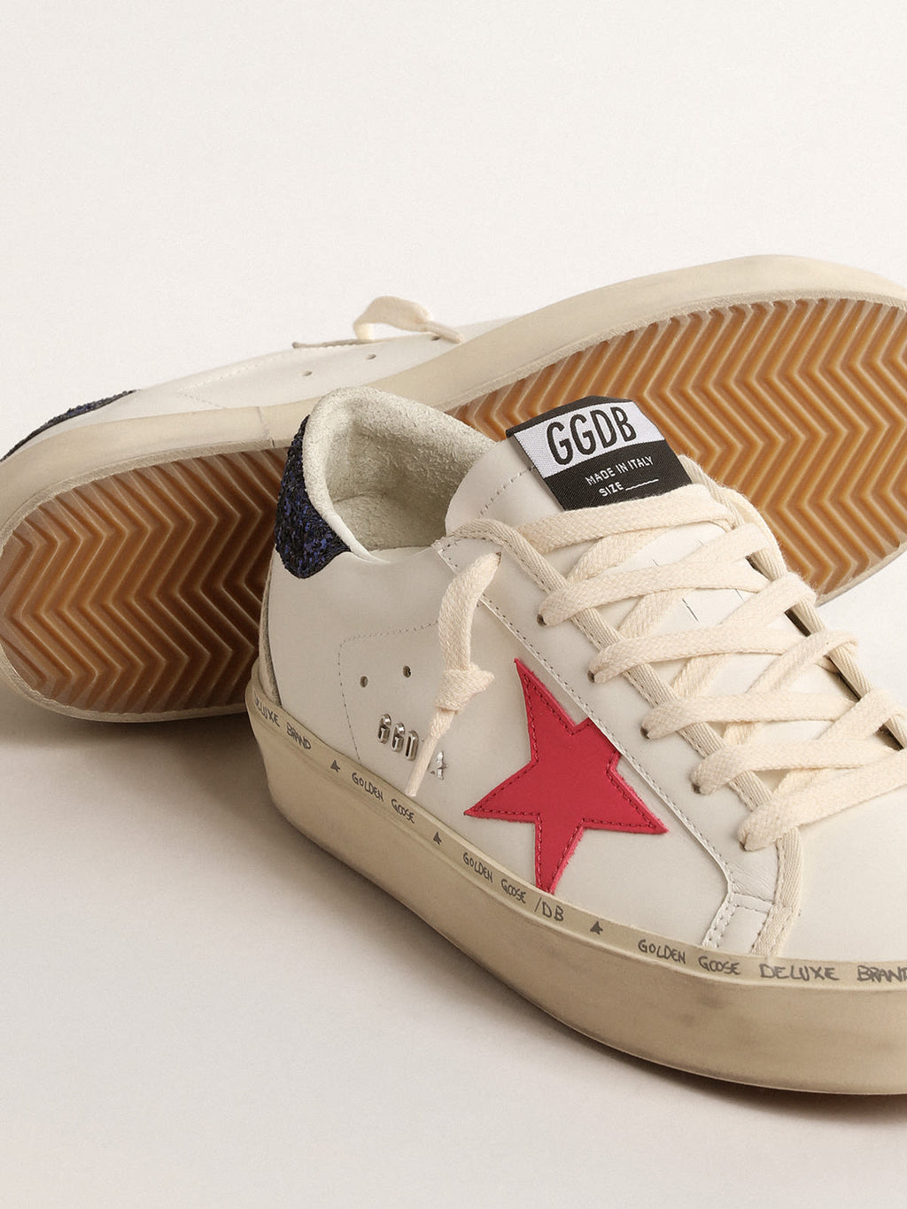 Hi Star con stella in pelle fucsia e talloncino in glitter blu