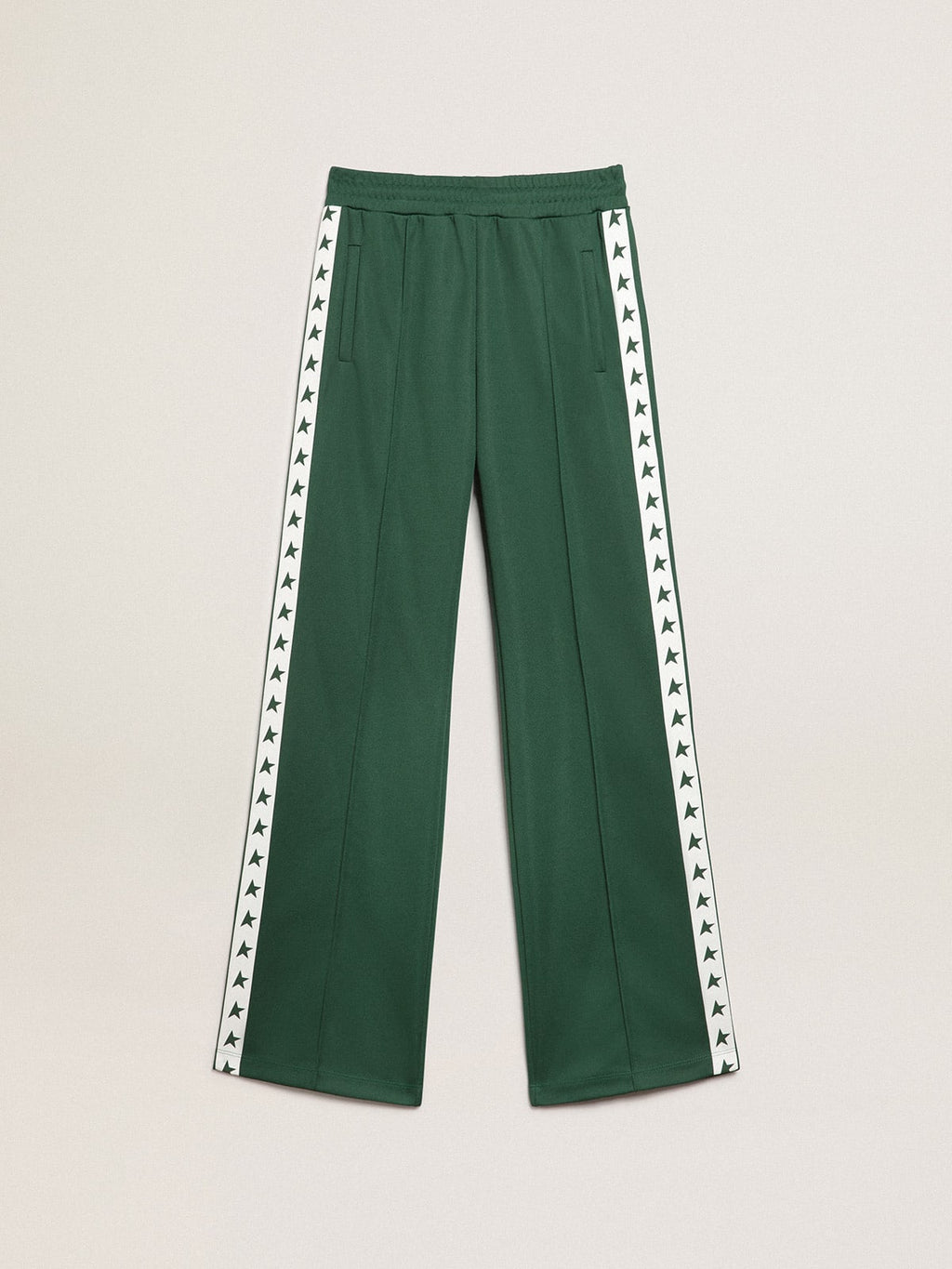 Pantalone jogging Dorotea Collezione Star di colore verde brillante con fascia e stelle a contrasto
