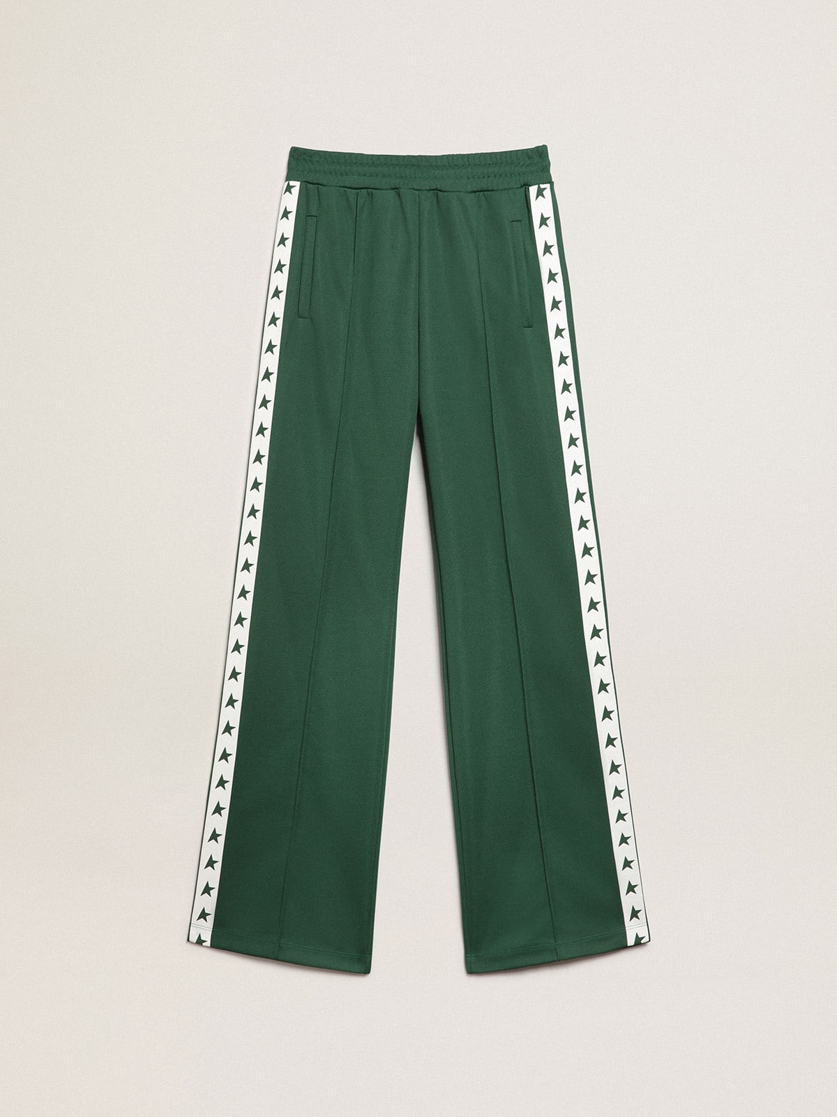 Pantalone jogging Dorotea Collezione Star di colore verde brillante con fascia e stelle a contrasto