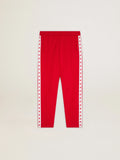 Pantalone jogging da uomo di colore rosso con stelle sui lati