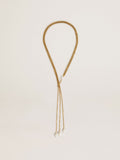 Necklace with antique gold-colored chains with pearls