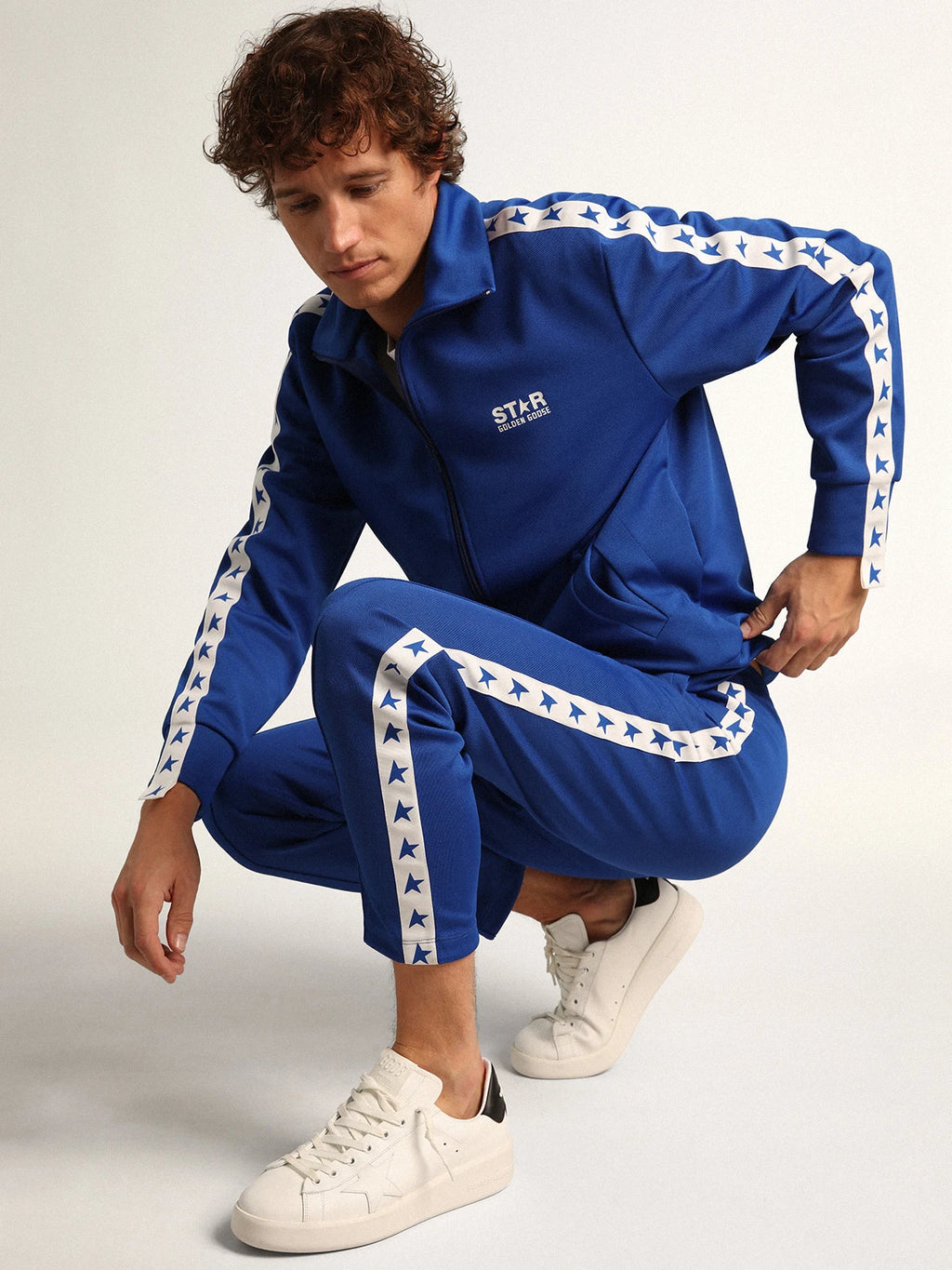 Pantalone jogging da uomo di colore bluette con stelle sui lati