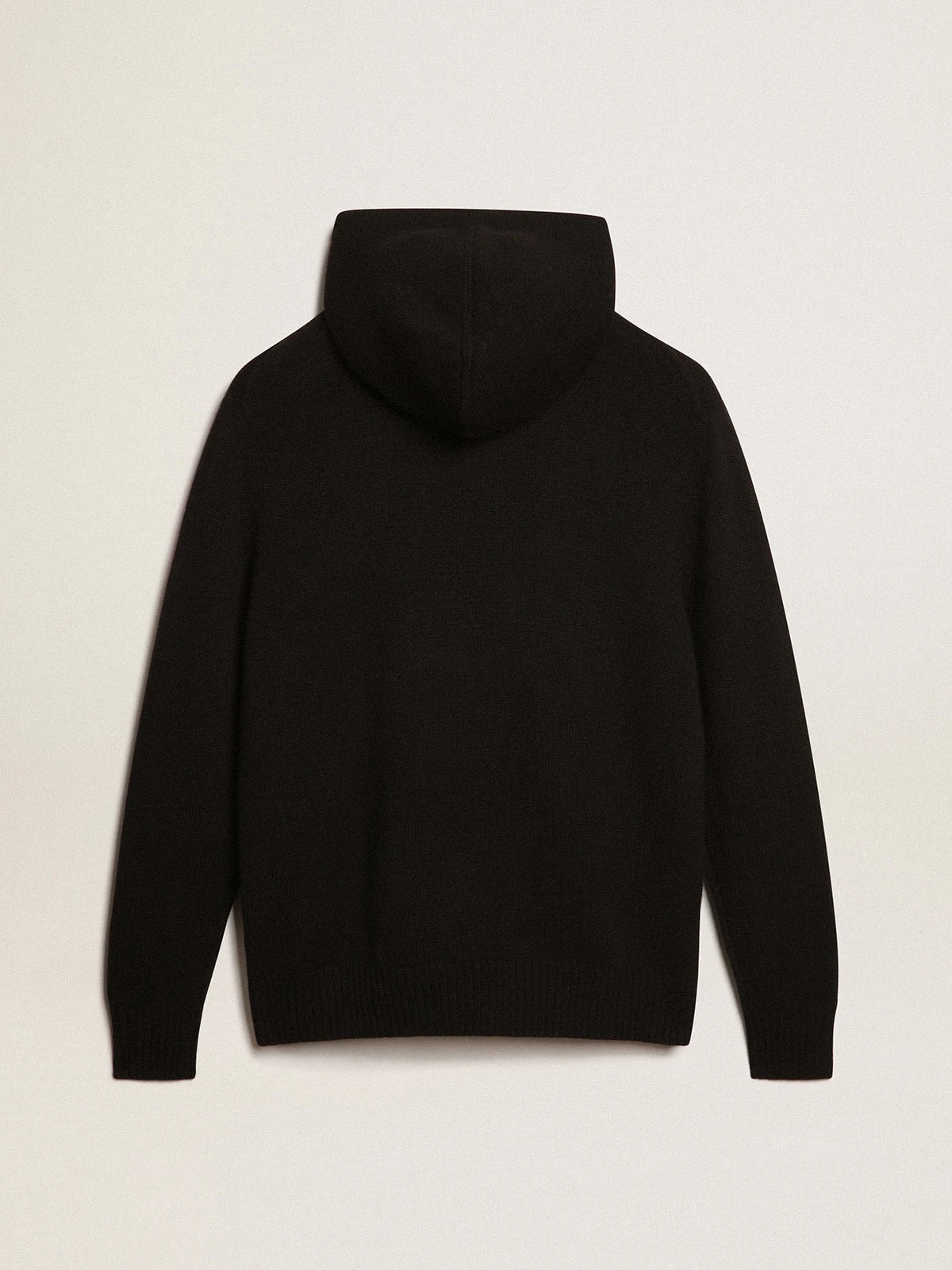 Felpa donna misto cashmere color nero e cappuccio