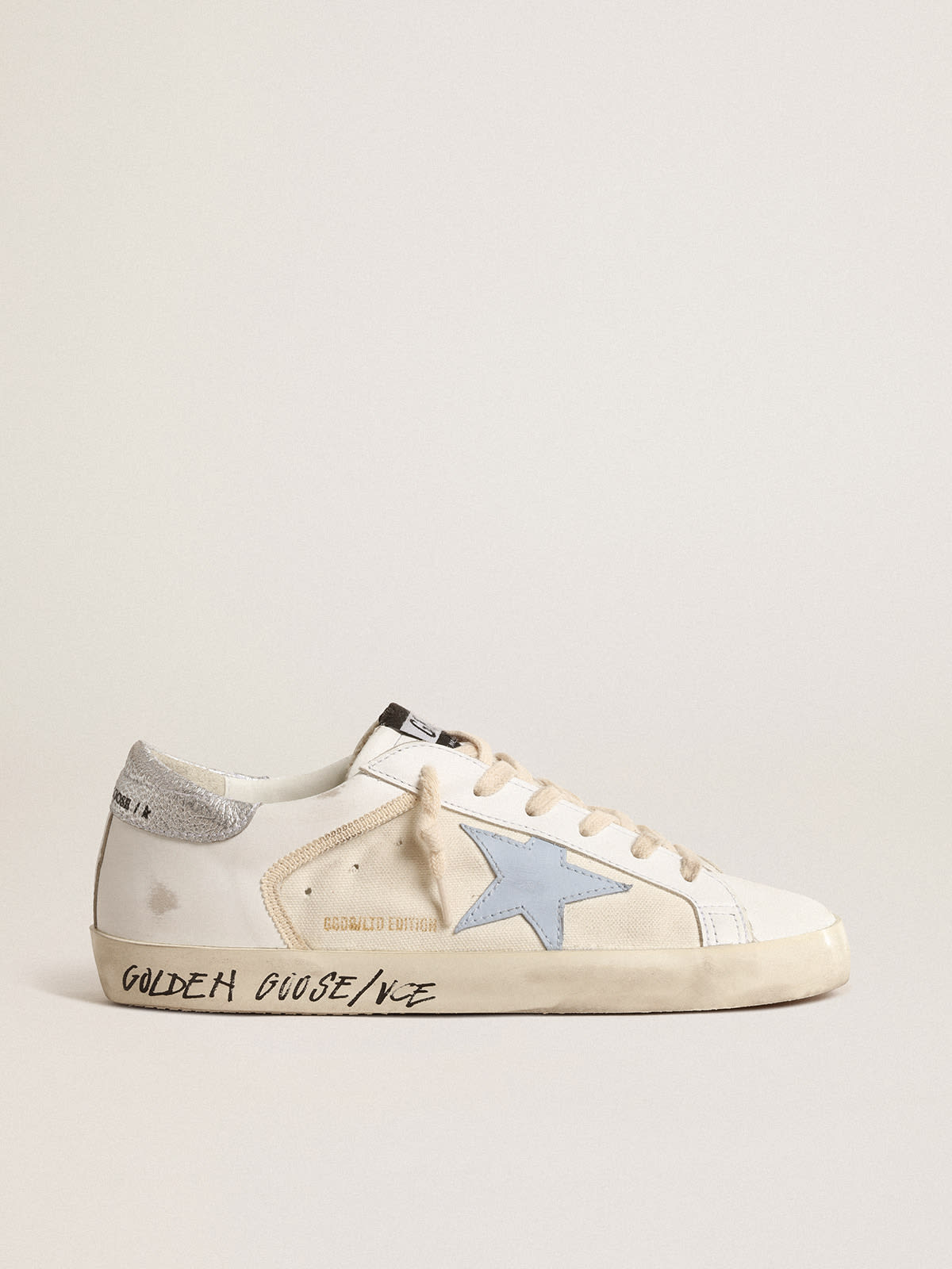 Super-Star LTD con stella azzurra e talloncino in pelle argento