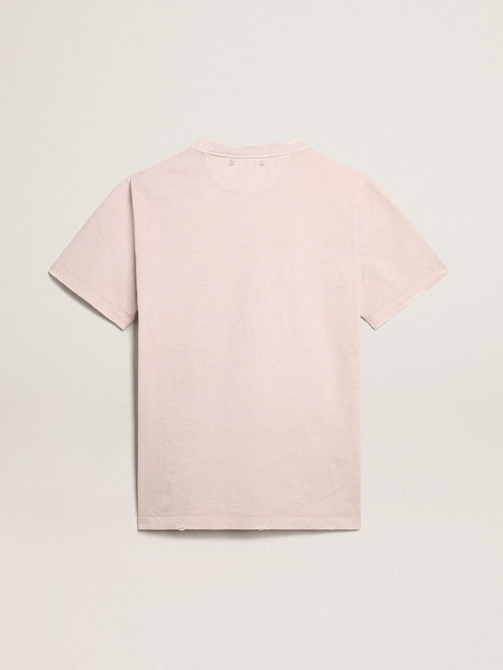 T-shirt uomo rosa pallido con scritta al centro