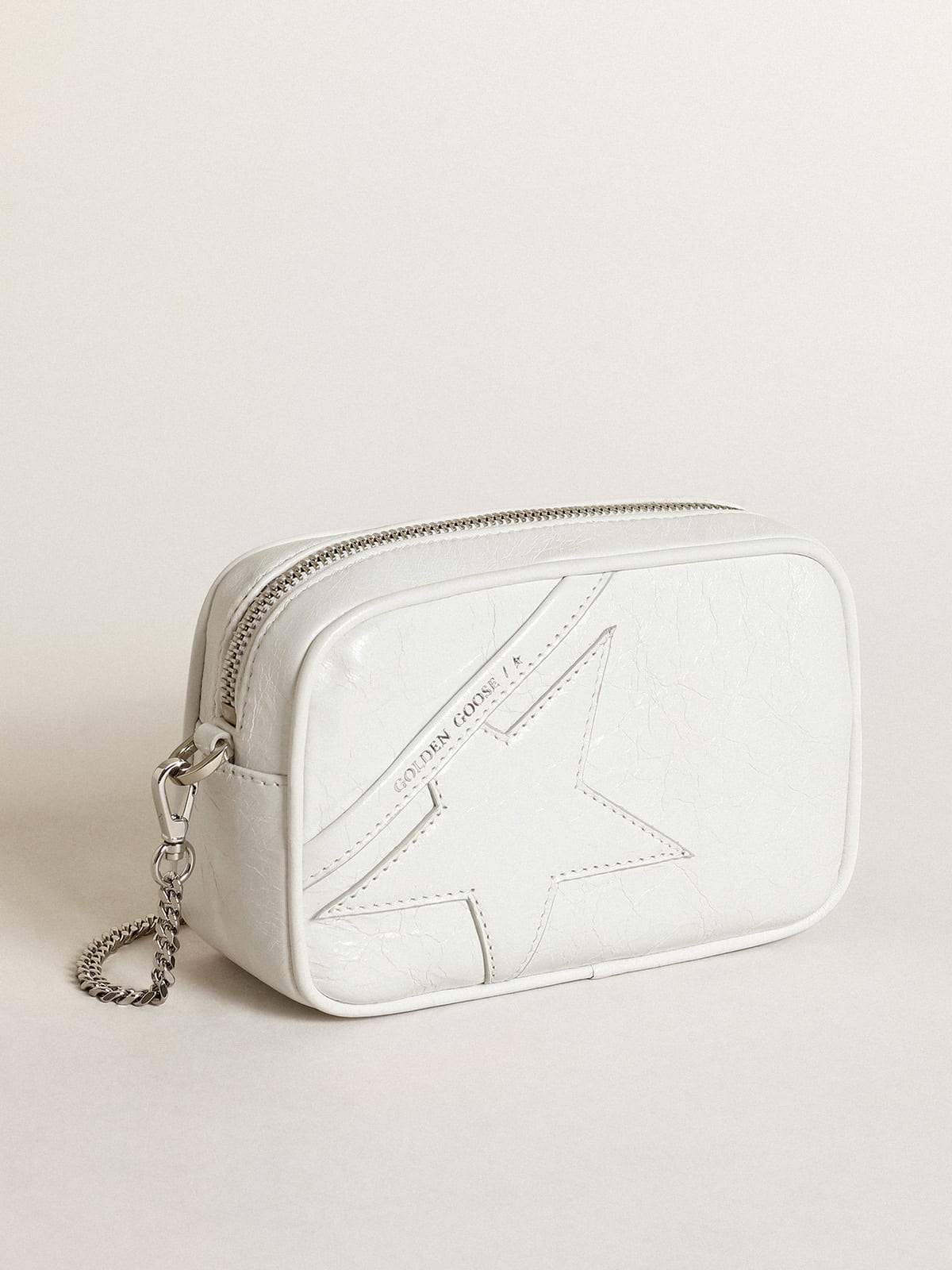 Borsa Mini Star Bag in pelle lucida color bianco con stella ton sur ton