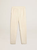 Pantalone jogging in lino di color pergamena