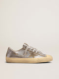 Sneaker V-Star LTD in pelle laminata color argento con stella in suede color grigio ghiaccio