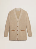 Cardigan in misto lana con trama punto costa inglese