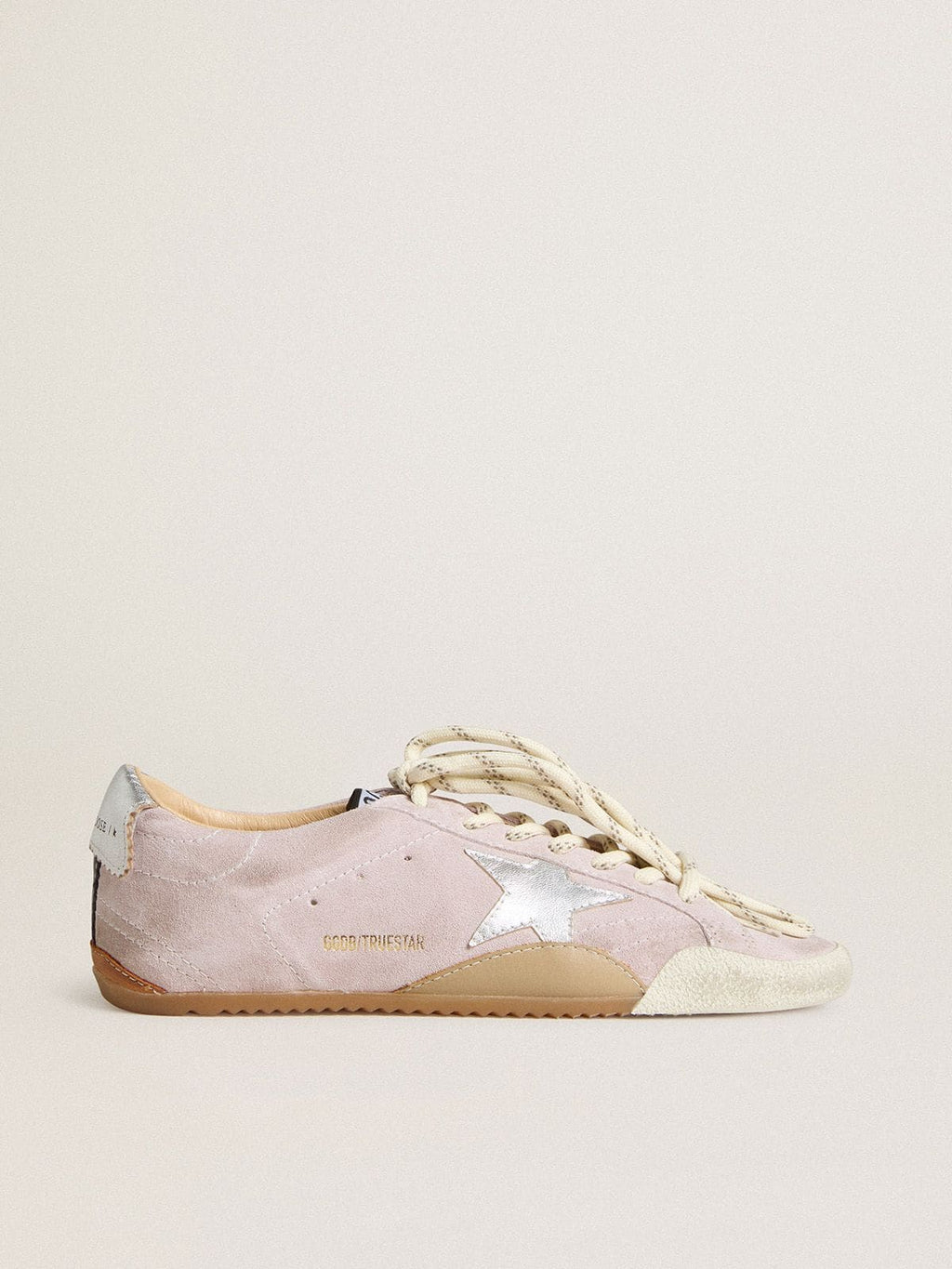 Women's True-Star in pastel pink suede with silver star and heel tab