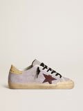 Super-Star in suede lilla con stella marrone e talloncino dorato