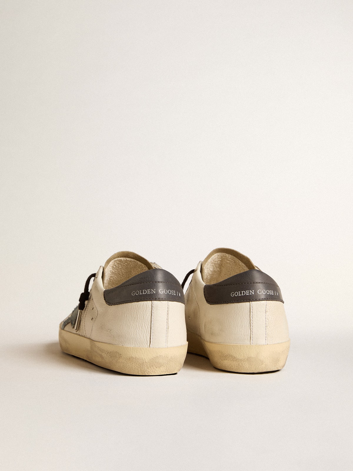 Super-Star in nappa leather with light blue suede star and gray leather heel tab