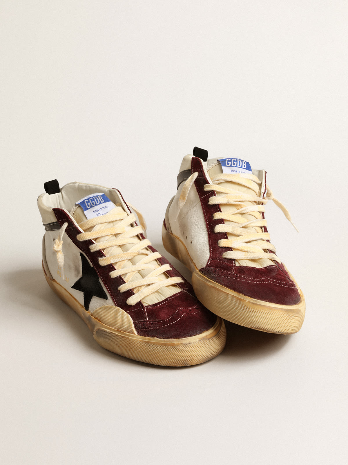 Mid Star in nappa con stella in suede nero e inserti rosso vino