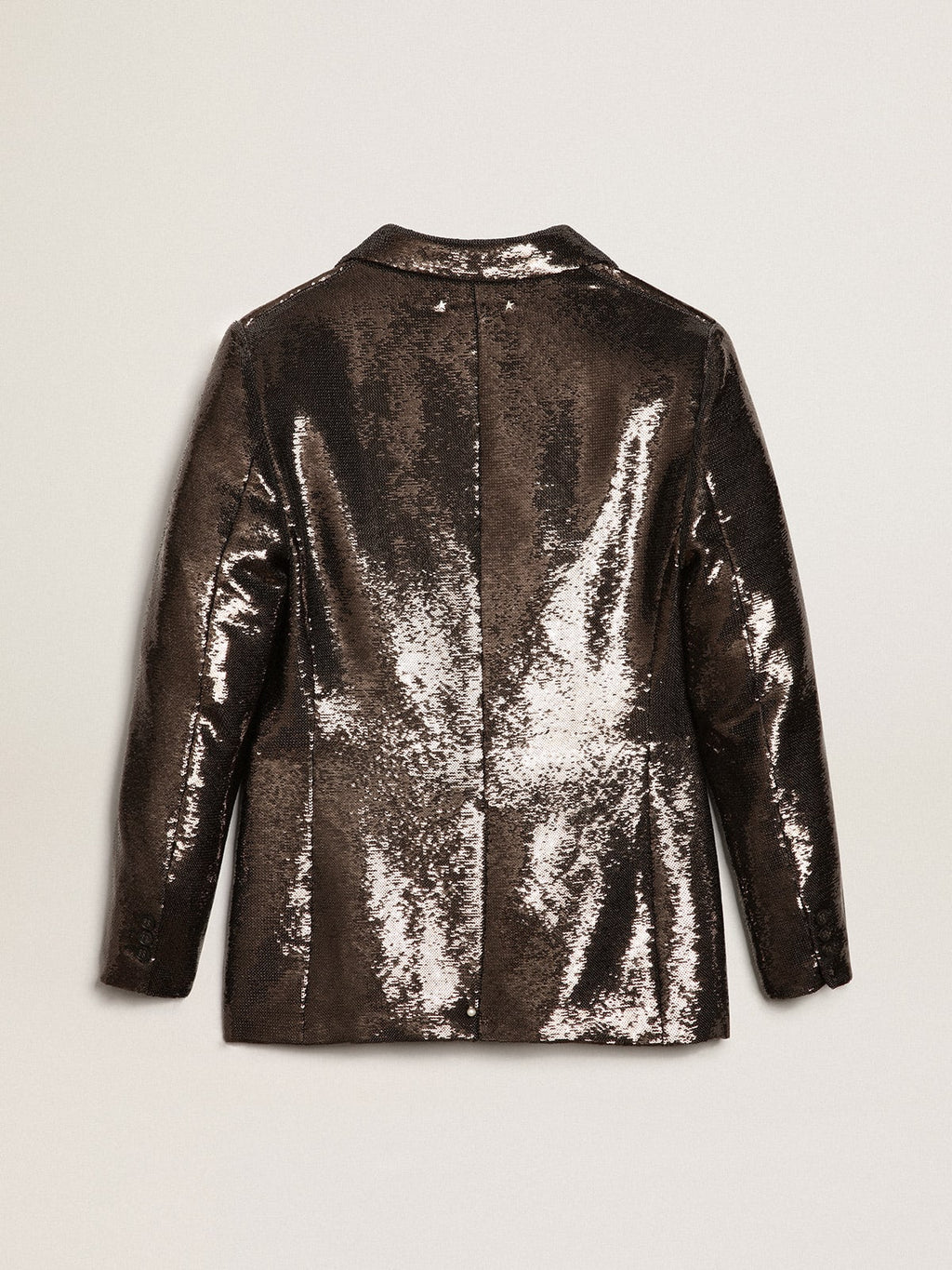 Blazer monopetto di colore grigio con paillettes all-over