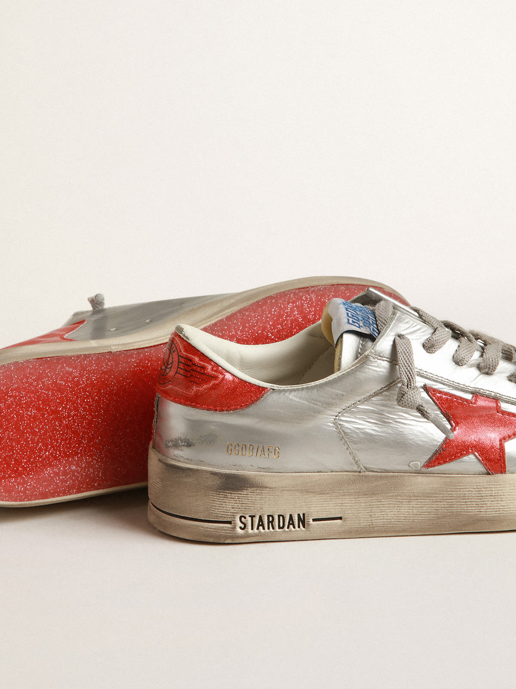 Stardan Uomo in pelle laminata con inserti in glitter rossi
